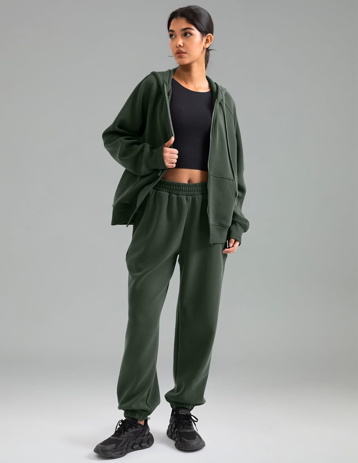 image:imageColorfulkoala Velvra Modal Fleece Lined Joggers for Women High Waisted Thermal Winter Sweatpants Pants with PocketsPine Grove