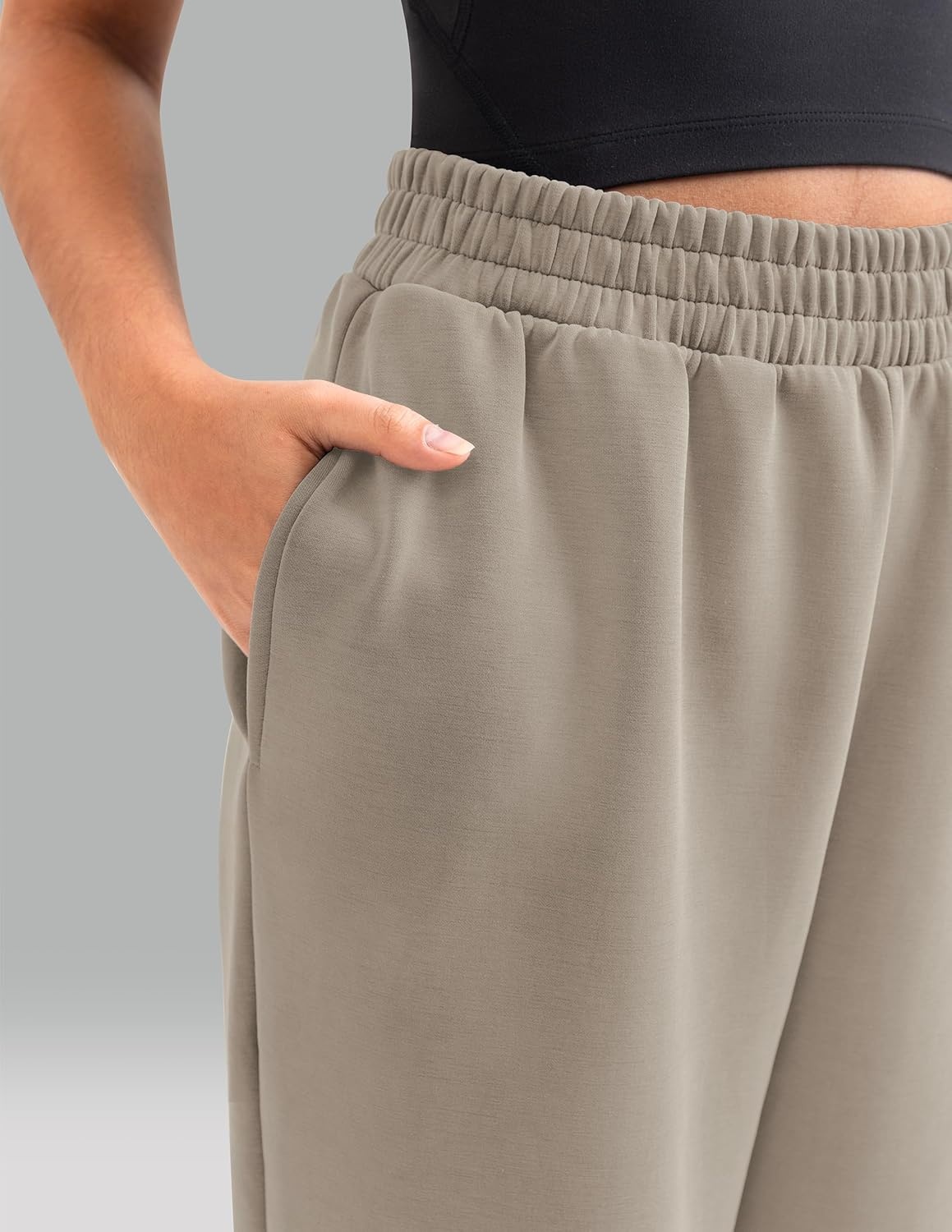 image:imageColorfulkoala Velvra Modal Fleece Lined Joggers for Women High Waisted Thermal Winter Sweatpants Pants with PocketsPlaza Taupe