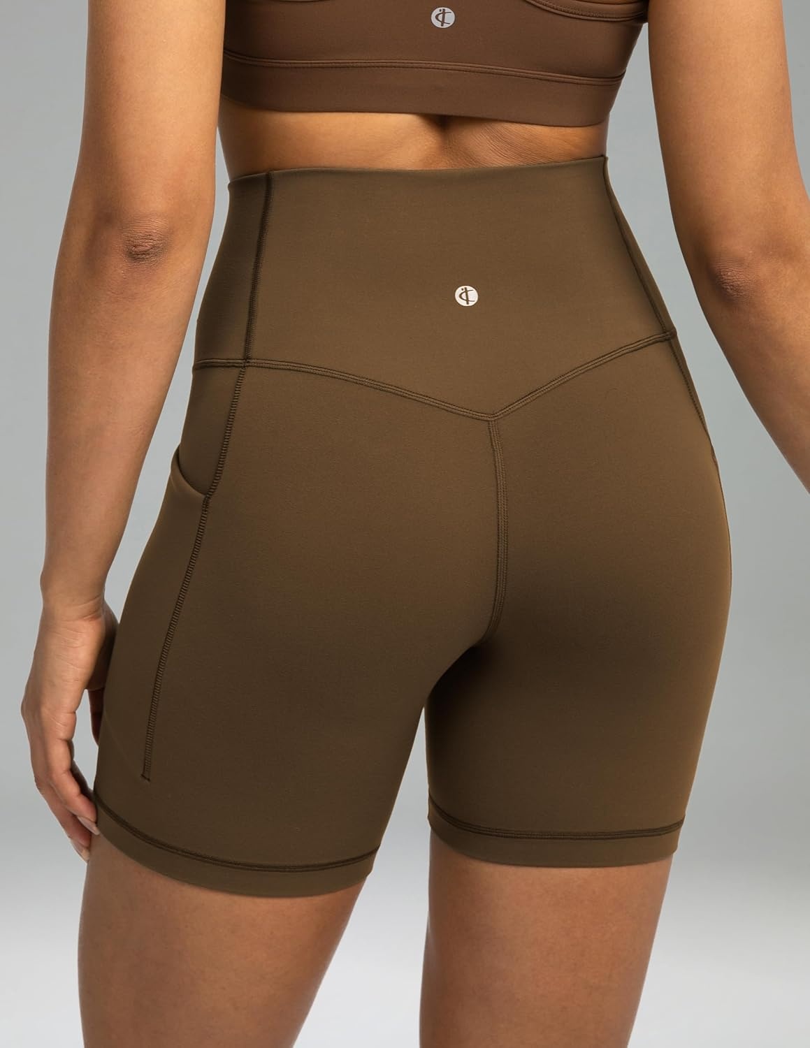 image:imageColorfulkoala Womens Dreamlux Biker Shorts with Pockets 6 Inseam High Waisted Workout Gym Yoga ShortsCocoa