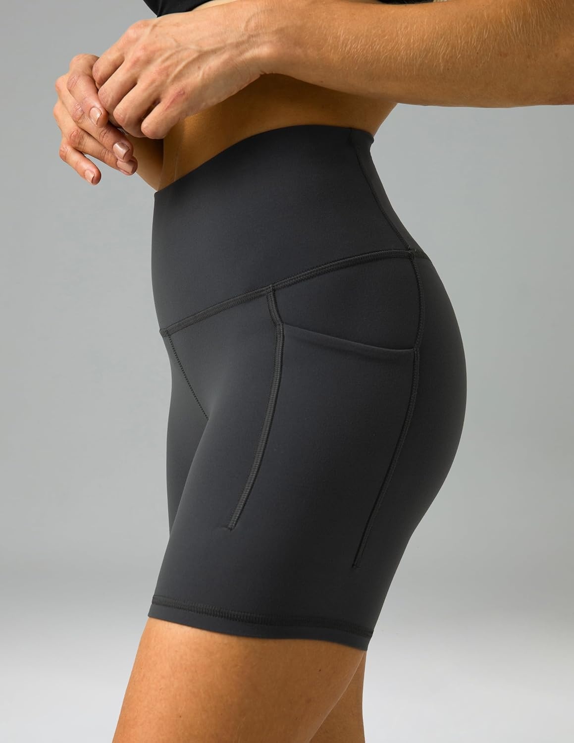 image:imageColorfulkoala Womens Dreamlux Biker Shorts with Pockets 6 Inseam High Waisted Workout Gym Yoga ShortsDark Carbon