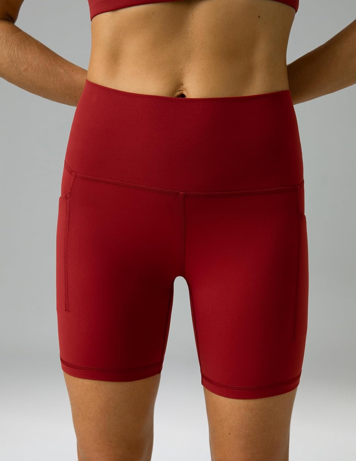 image:imageColorfulkoala Womens Dreamlux Biker Shorts with Pockets 6 Inseam High Waisted Workout Gym Yoga ShortsMerlot
