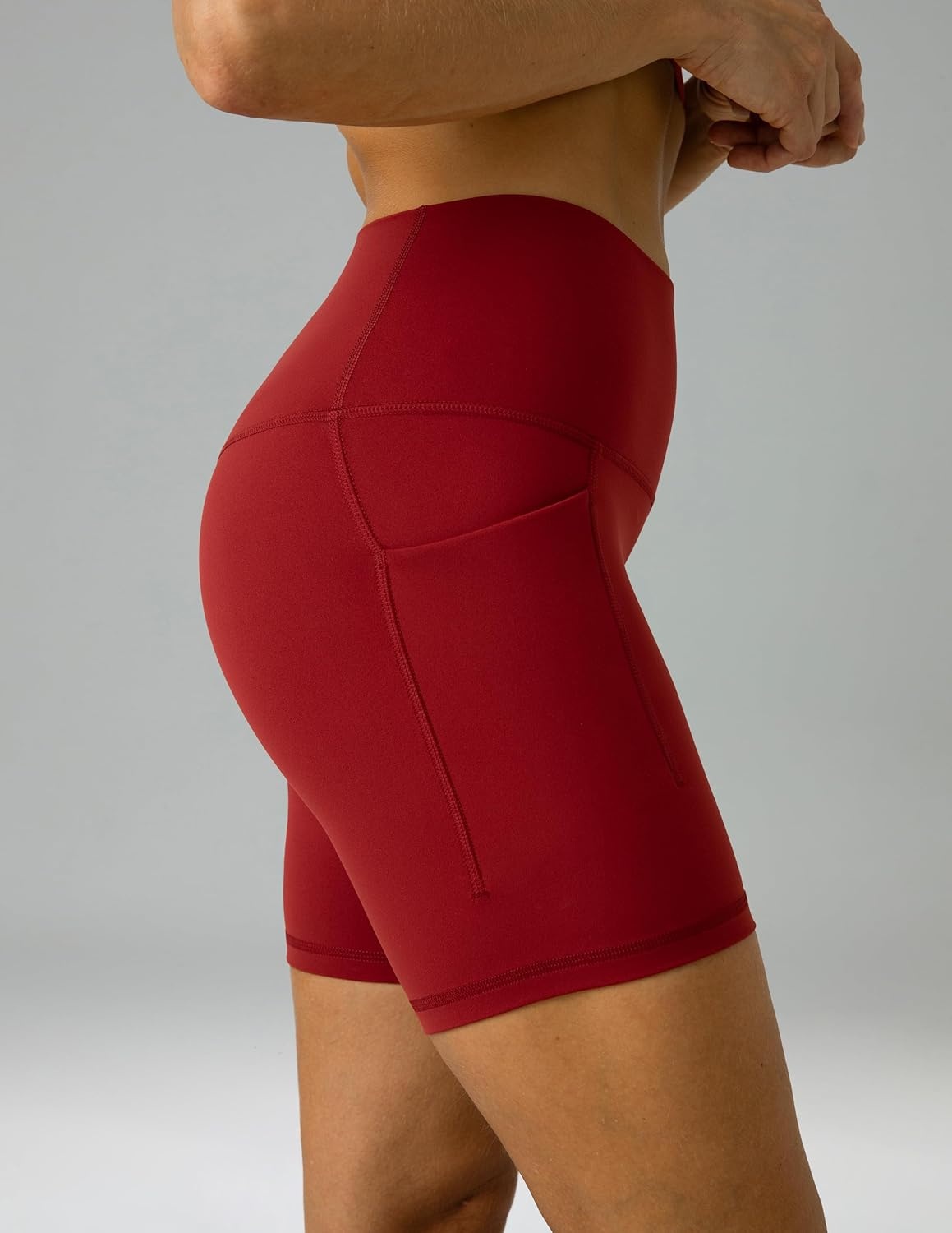 image:imageColorfulkoala Womens Dreamlux Biker Shorts with Pockets 6 Inseam High Waisted Workout Gym Yoga ShortsMerlot