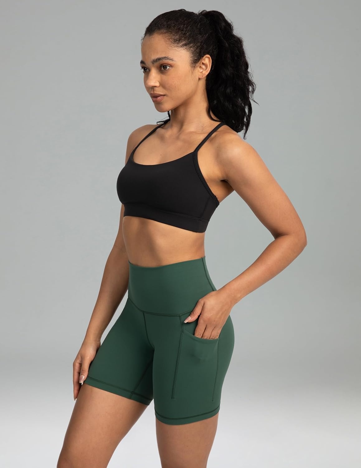 image:imageColorfulkoala Womens Dreamlux Biker Shorts with Pockets 6 Inseam High Waisted Workout Gym Yoga ShortsPine Grove