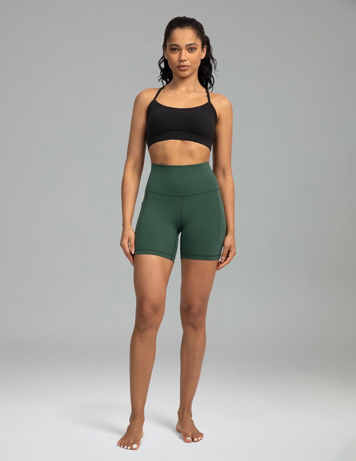 image:imageColorfulkoala Womens Dreamlux Biker Shorts with Pockets 6 Inseam High Waisted Workout Gym Yoga ShortsPine Grove