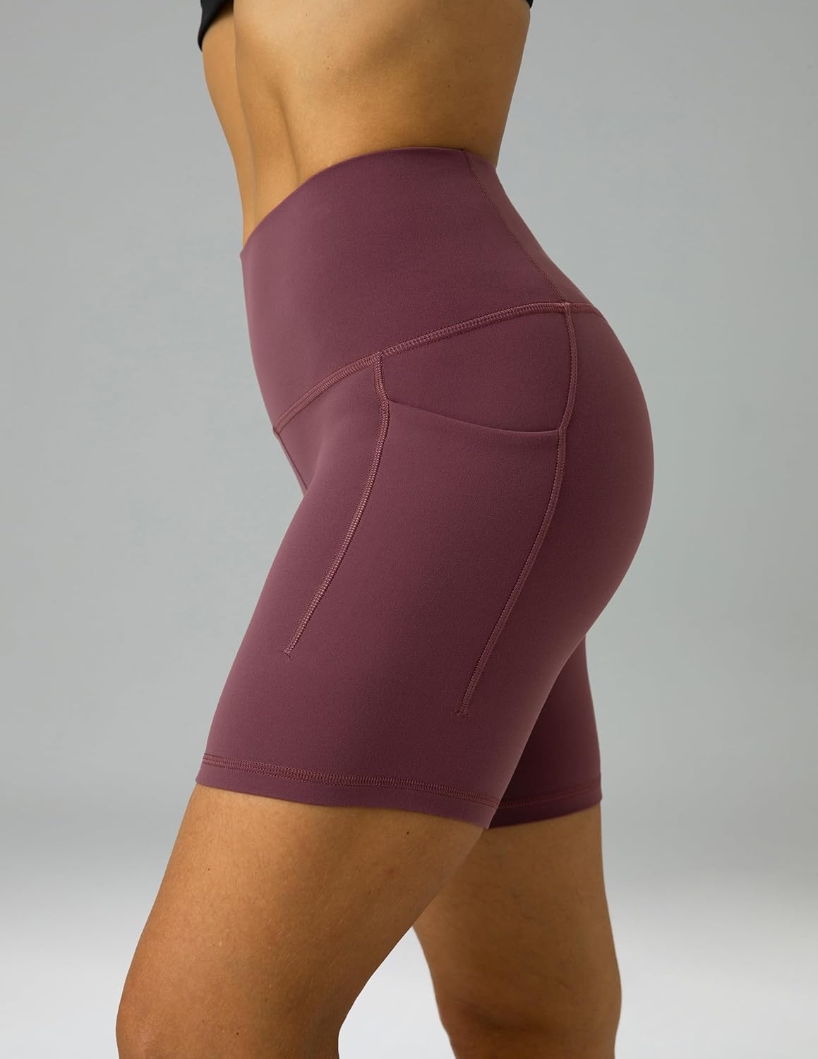 image:imageColorfulkoala Womens Dreamlux Biker Shorts with Pockets 6 Inseam High Waisted Workout Gym Yoga ShortsPlum Red