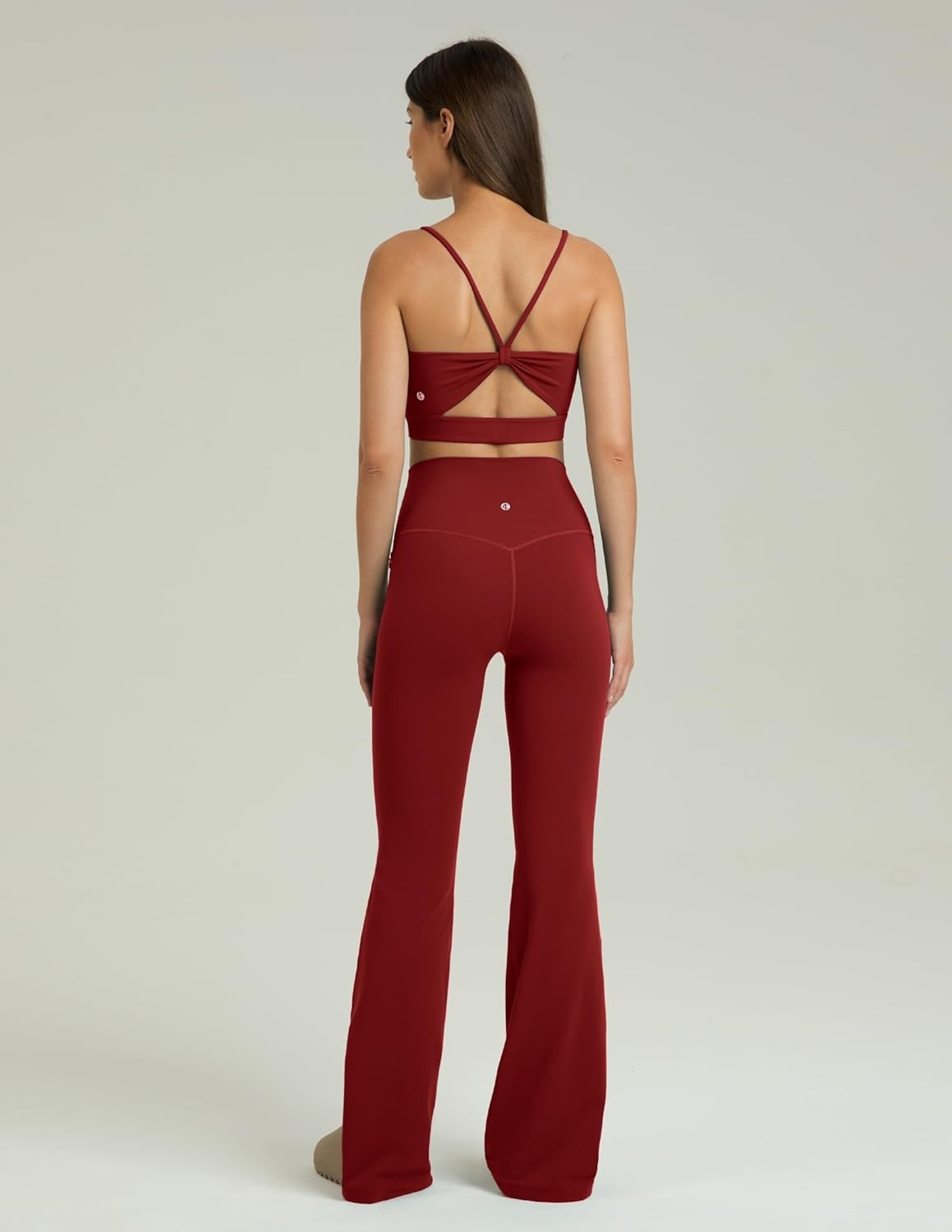 image:imageColorfulkoala Womens Dreamlux High Waisted Flared Leggings with Zippered Pockets Wide Leg Yoga Pants 295 315 InseamMerlot