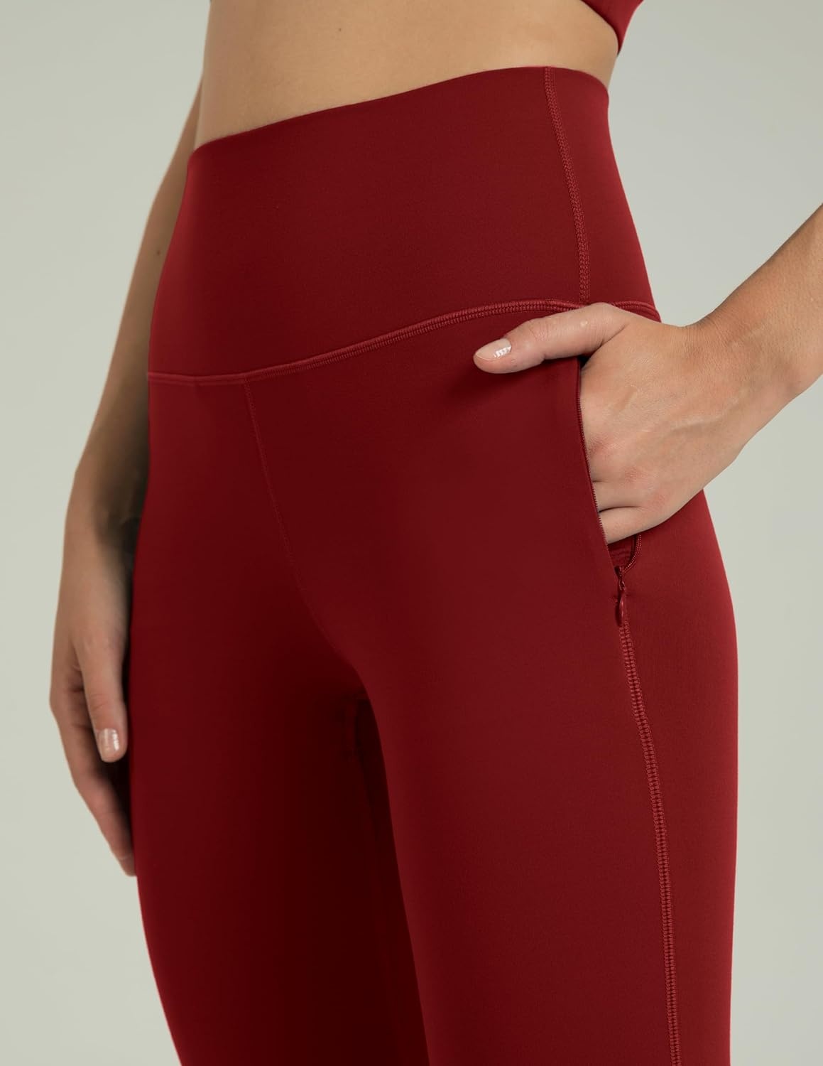 image:imageColorfulkoala Womens Dreamlux High Waisted Flared Leggings with Zippered Pockets Wide Leg Yoga Pants 295 315 InseamMerlot