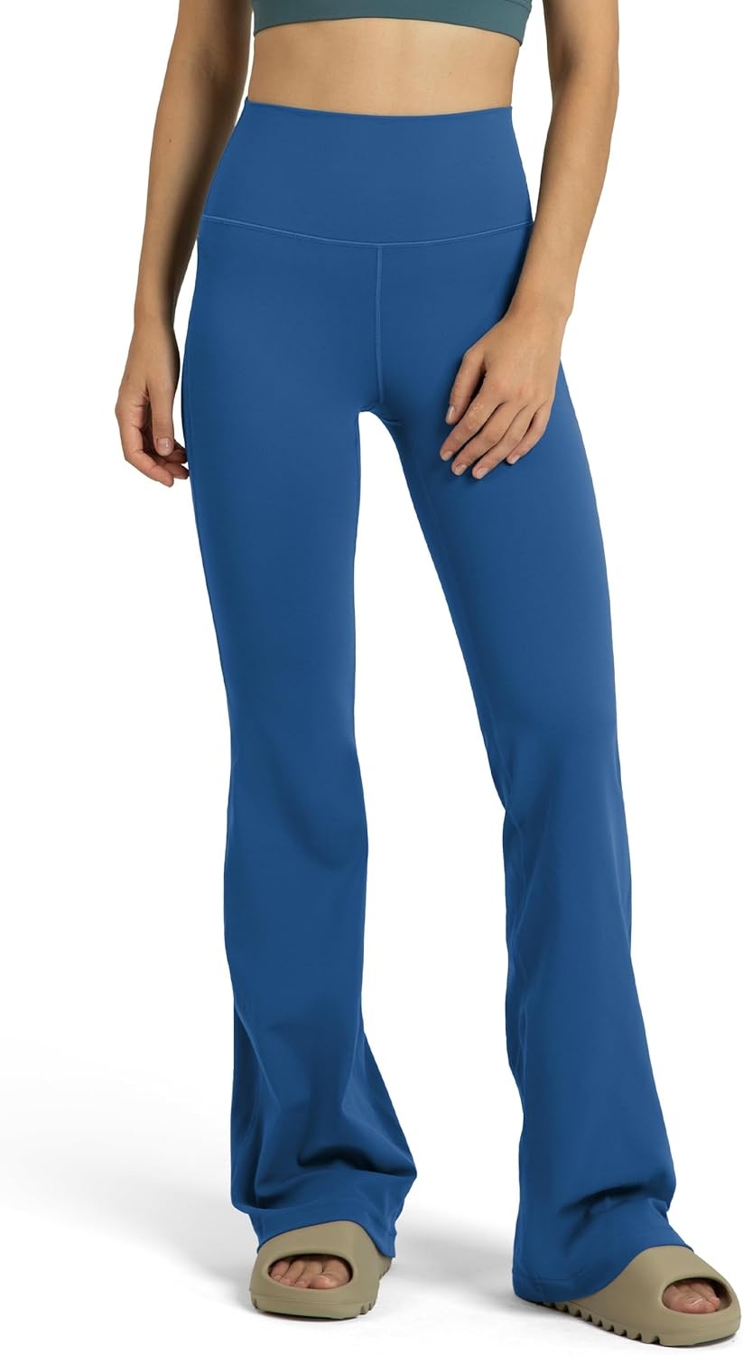 image:imageColorfulkoala Womens Dreamlux Workout Flared Leggings High Waisted Wide Leg Bootcut Yoga Pants 295 315 InseamBaleine Blue