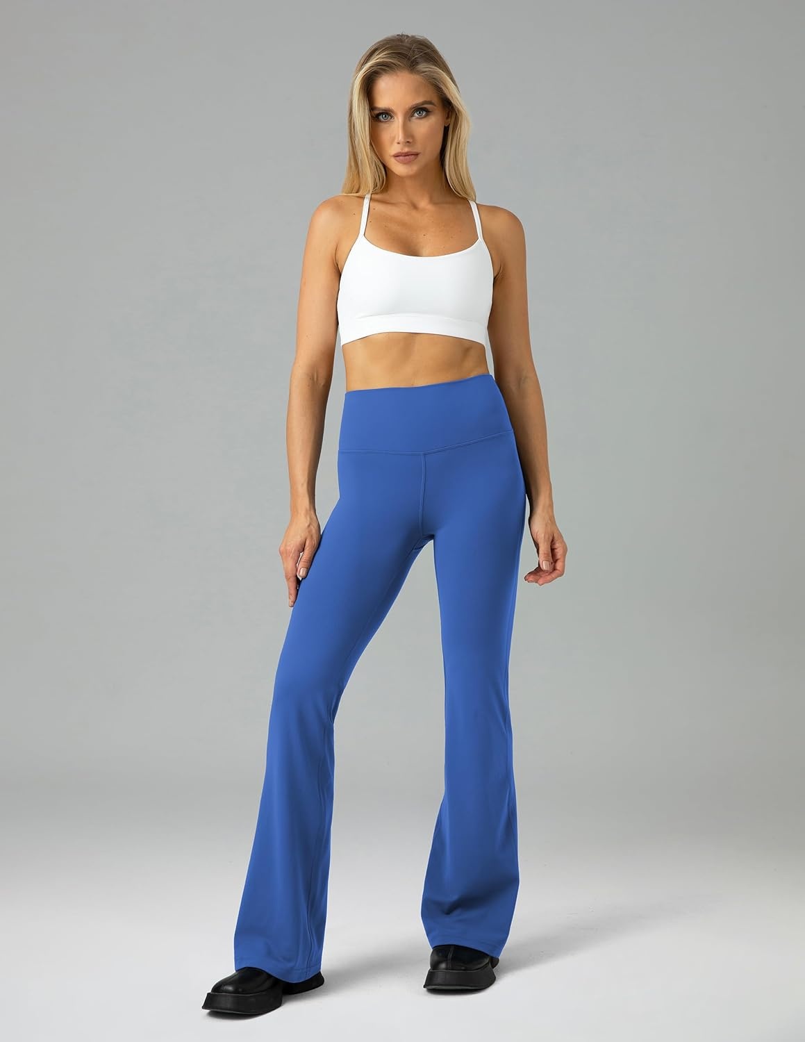 image:imageColorfulkoala Womens Dreamlux Workout Flared Leggings High Waisted Wide Leg Bootcut Yoga Pants 295 315 InseamBaleine Blue