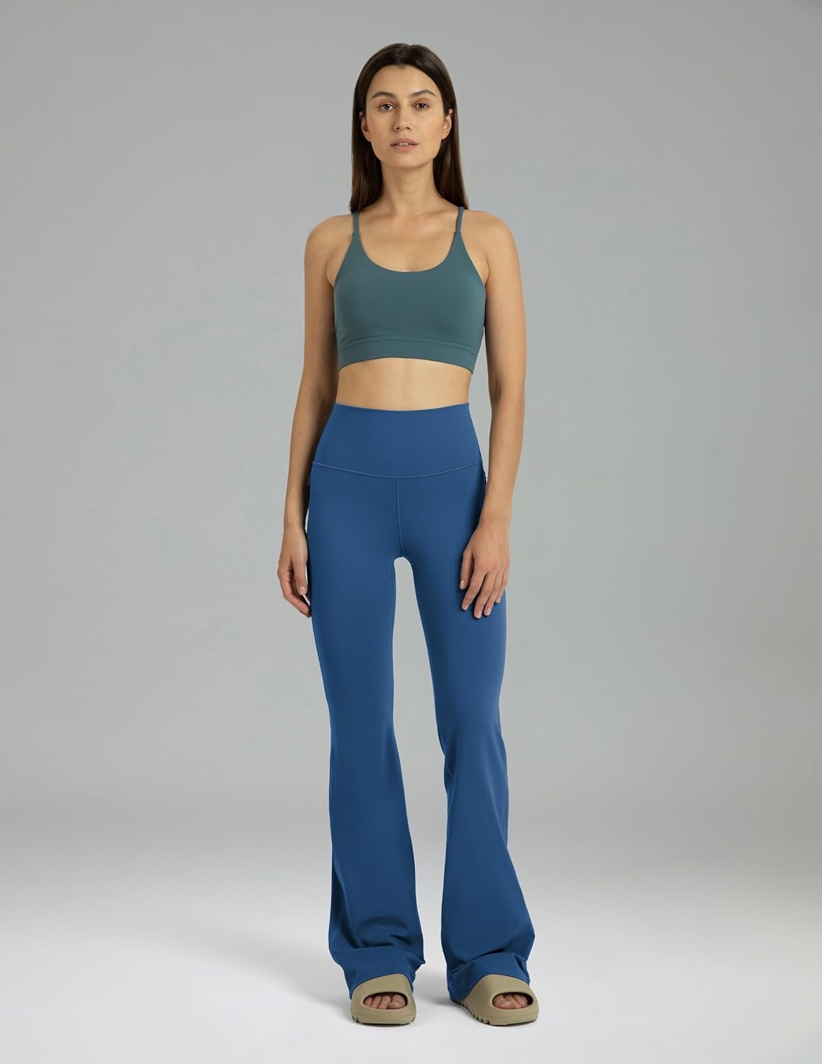 image:imageColorfulkoala Womens Dreamlux Workout Flared Leggings High Waisted Wide Leg Bootcut Yoga Pants 295 315 InseamBaleine Blue