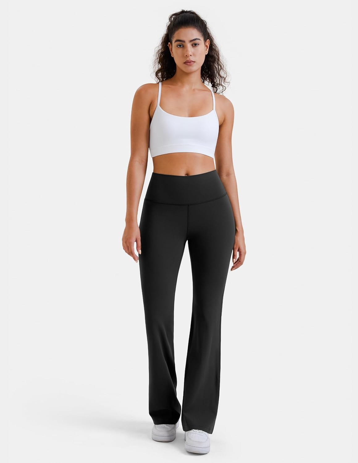 image:imageColorfulkoala Womens Dreamlux Workout Flared Leggings High Waisted Wide Leg Bootcut Yoga Pants 295 315 InseamBlack