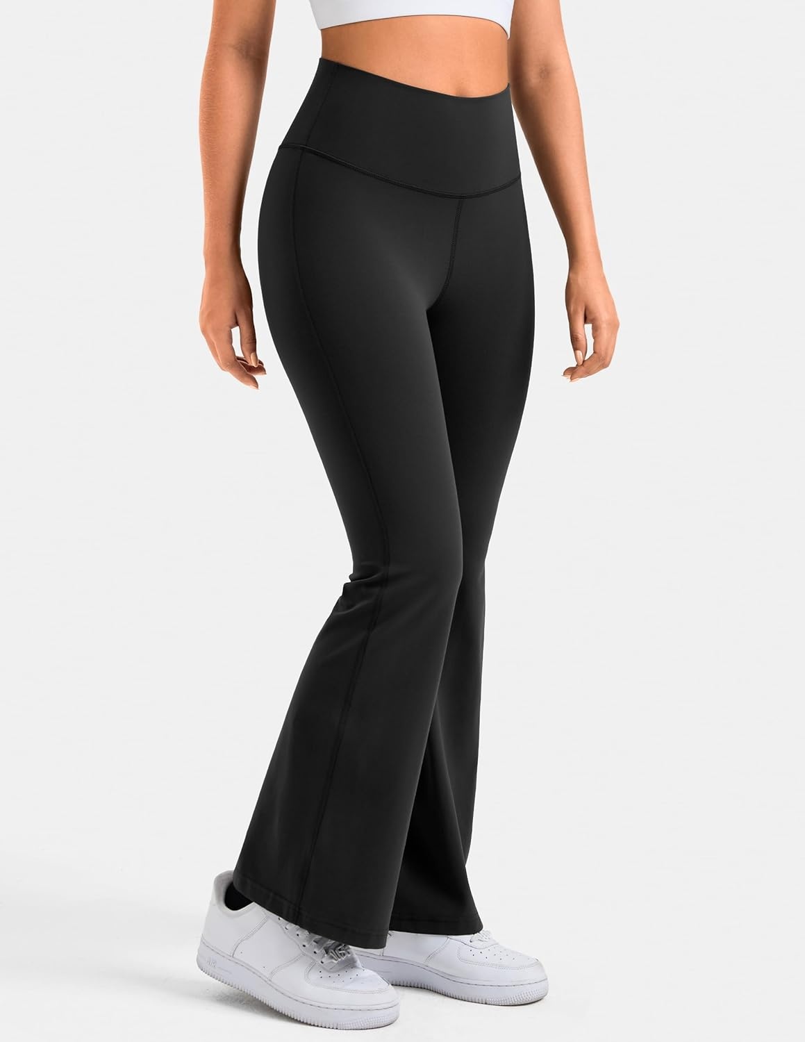 image:imageColorfulkoala Womens Dreamlux Workout Flared Leggings High Waisted Wide Leg Bootcut Yoga Pants 295 315 InseamBlack