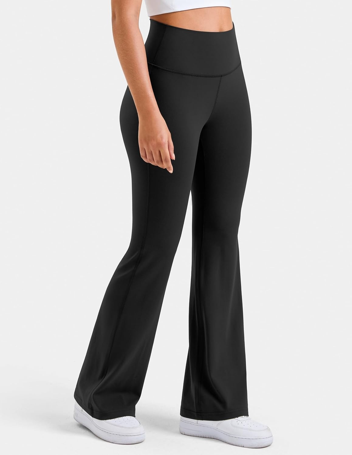 image:imageColorfulkoala Womens Dreamlux Workout Flared Leggings High Waisted Wide Leg Bootcut Yoga Pants 295 315 InseamBlack