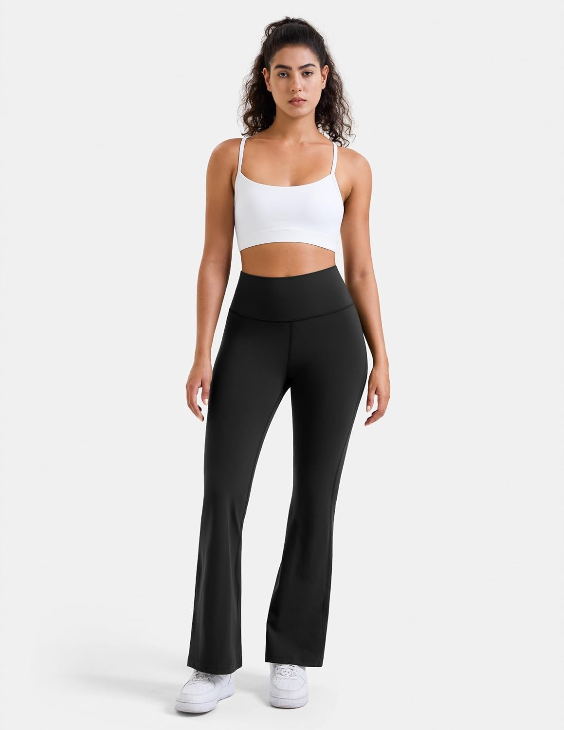 image:imageColorfulkoala Womens Dreamlux Workout Flared Leggings High Waisted Wide Leg Bootcut Yoga Pants 295 315 InseamBlack