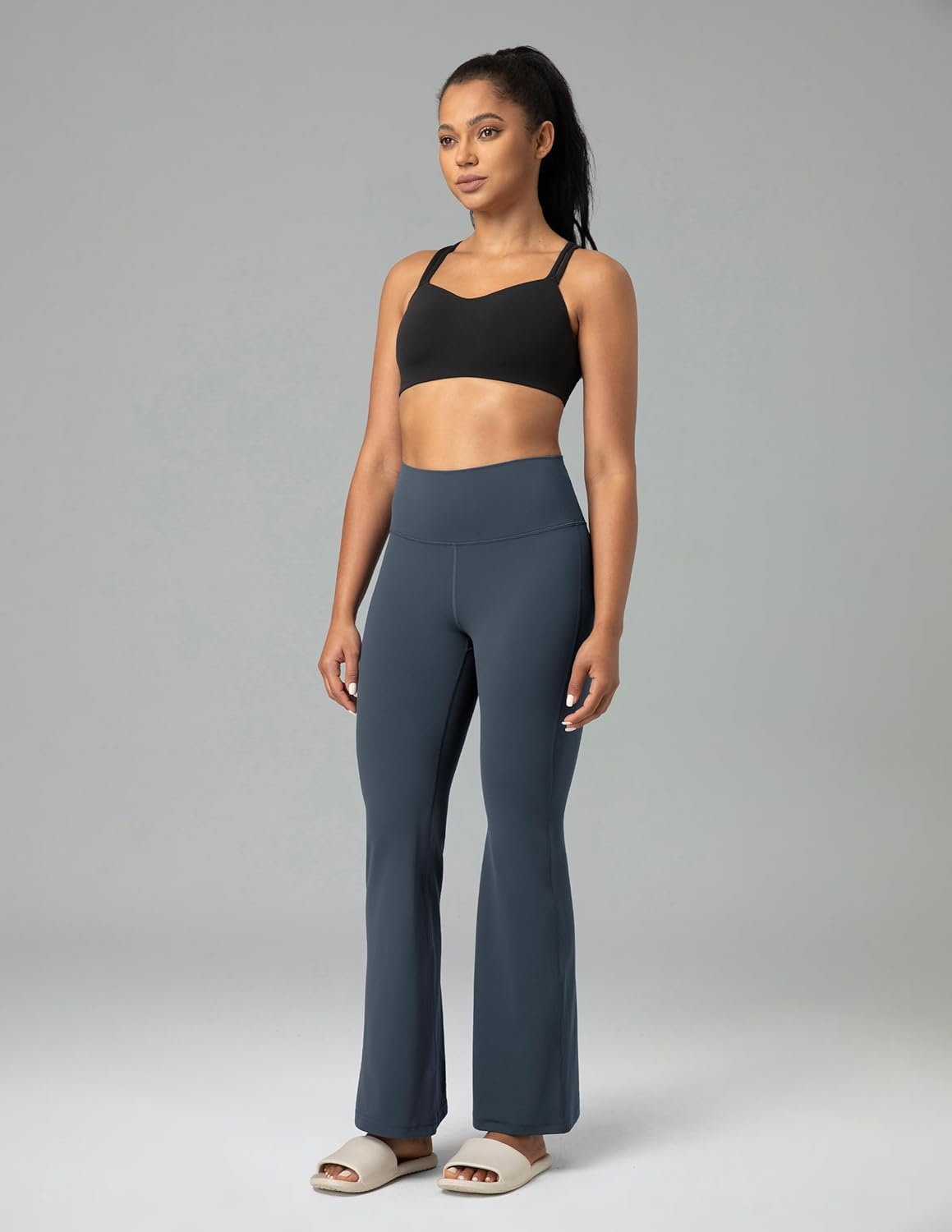 image:imageColorfulkoala Womens Dreamlux Workout Flared Leggings High Waisted Wide Leg Bootcut Yoga Pants 295 315 InseamBlue Ink