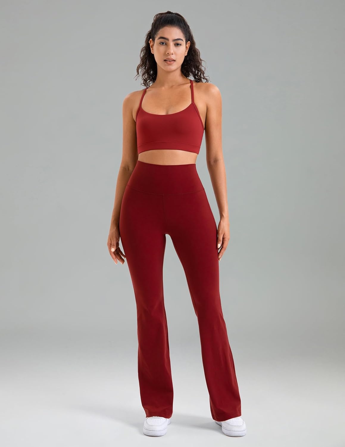 image:imageColorfulkoala Womens Dreamlux Workout Flared Leggings High Waisted Wide Leg Bootcut Yoga Pants 295 315 InseamCabernet