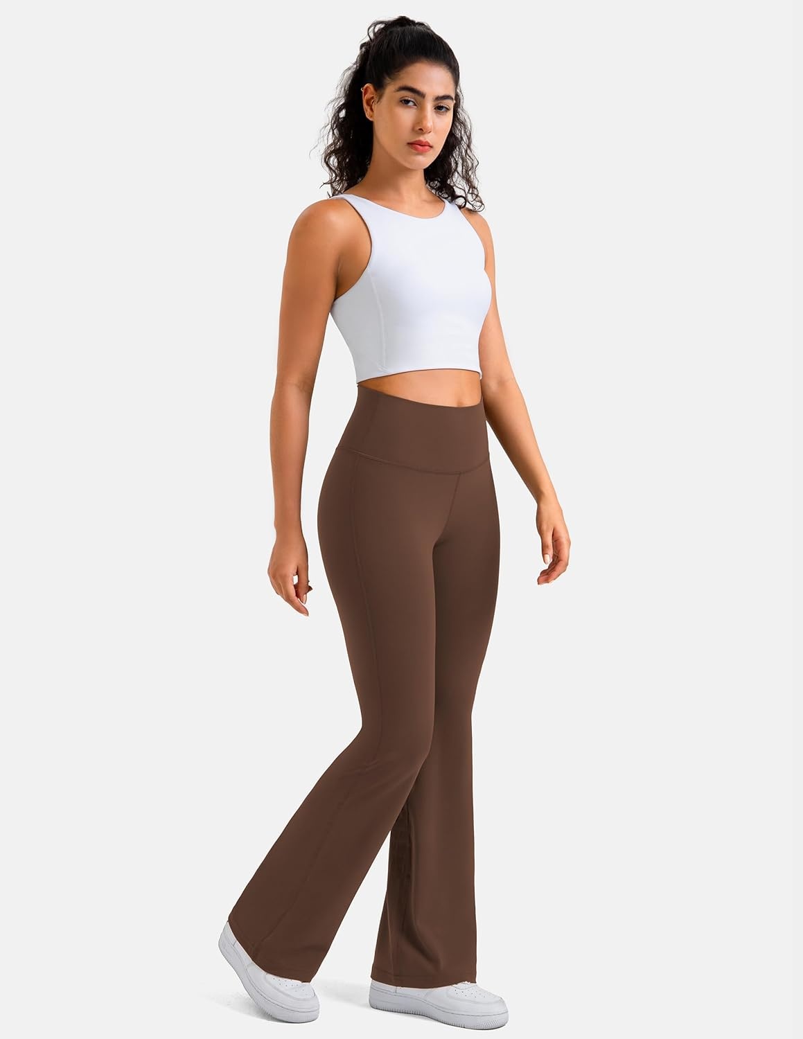 image:imageColorfulkoala Womens Dreamlux Workout Flared Leggings High Waisted Wide Leg Bootcut Yoga Pants 295 315 InseamCocoa