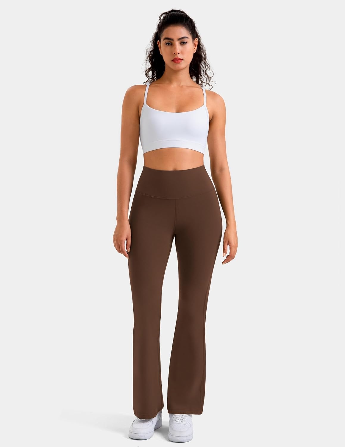image:imageColorfulkoala Womens Dreamlux Workout Flared Leggings High Waisted Wide Leg Bootcut Yoga Pants 295 315 InseamCocoa