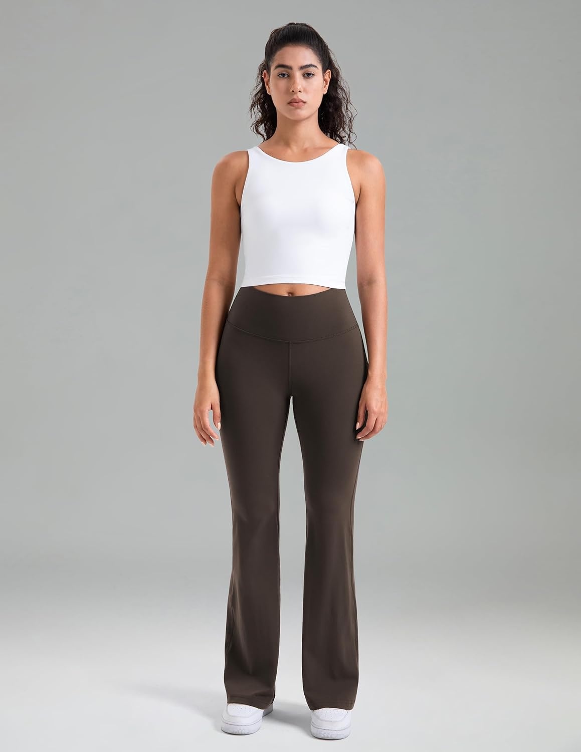image:imageColorfulkoala Womens Dreamlux Workout Flared Leggings High Waisted Wide Leg Bootcut Yoga Pants 295 315 InseamEspresso