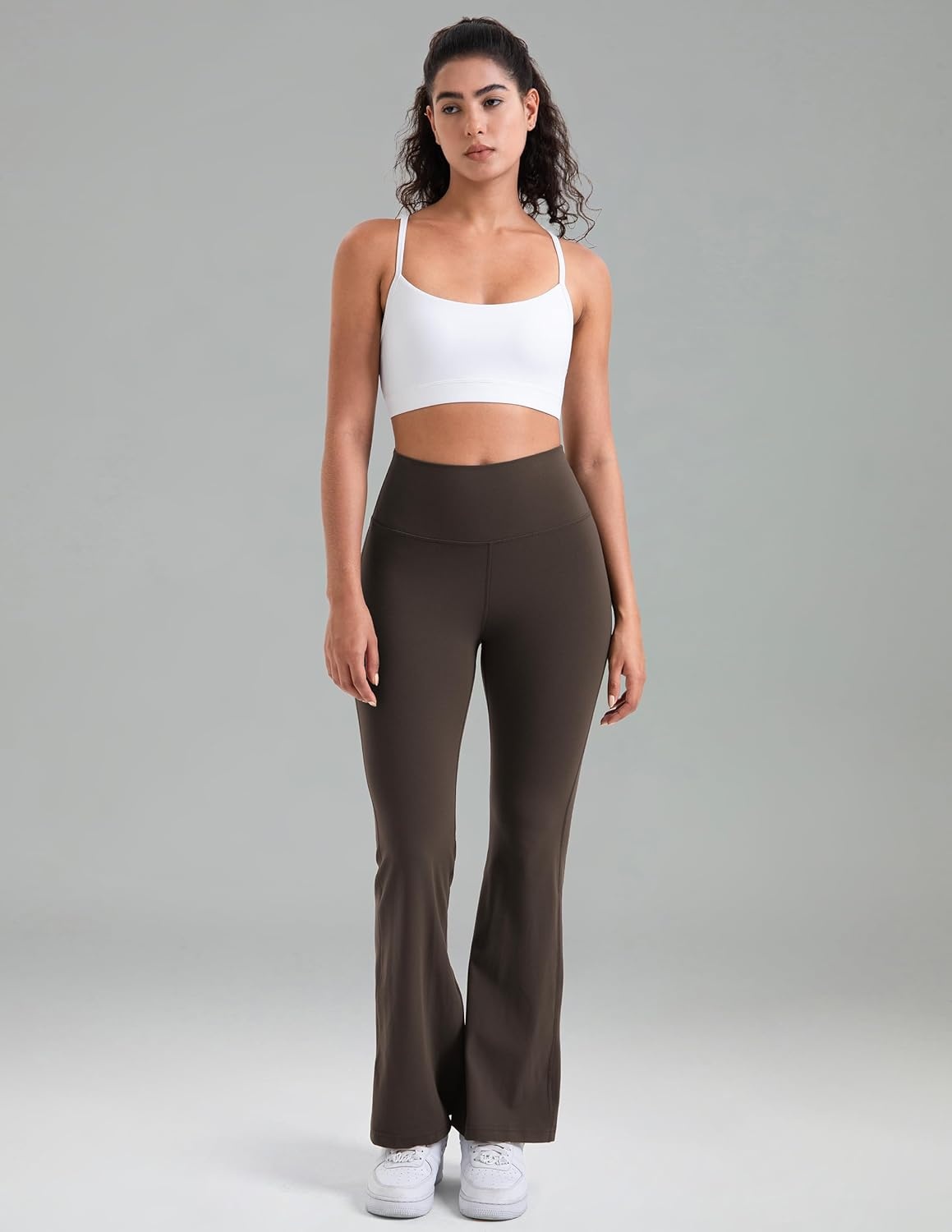 image:imageColorfulkoala Womens Dreamlux Workout Flared Leggings High Waisted Wide Leg Bootcut Yoga Pants 295 315 InseamEspresso