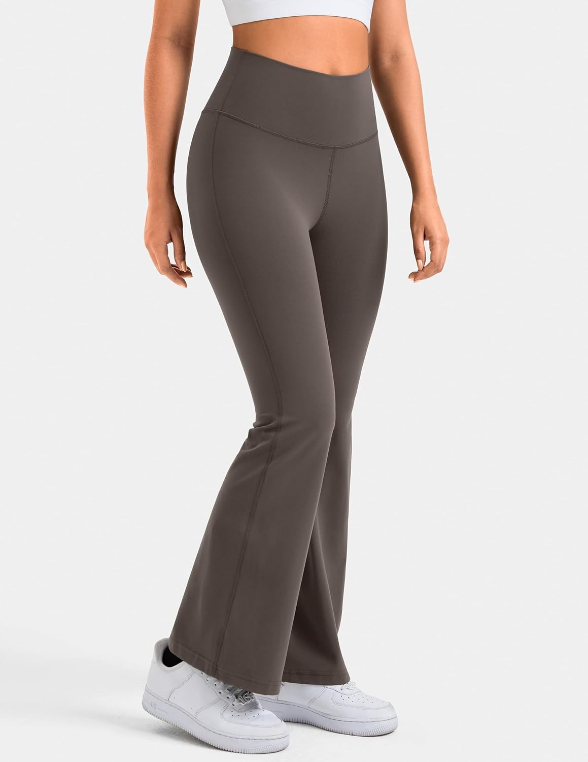 image:imageColorfulkoala Womens Dreamlux Workout Flared Leggings High Waisted Wide Leg Bootcut Yoga Pants 295 315 InseamMajor Brown