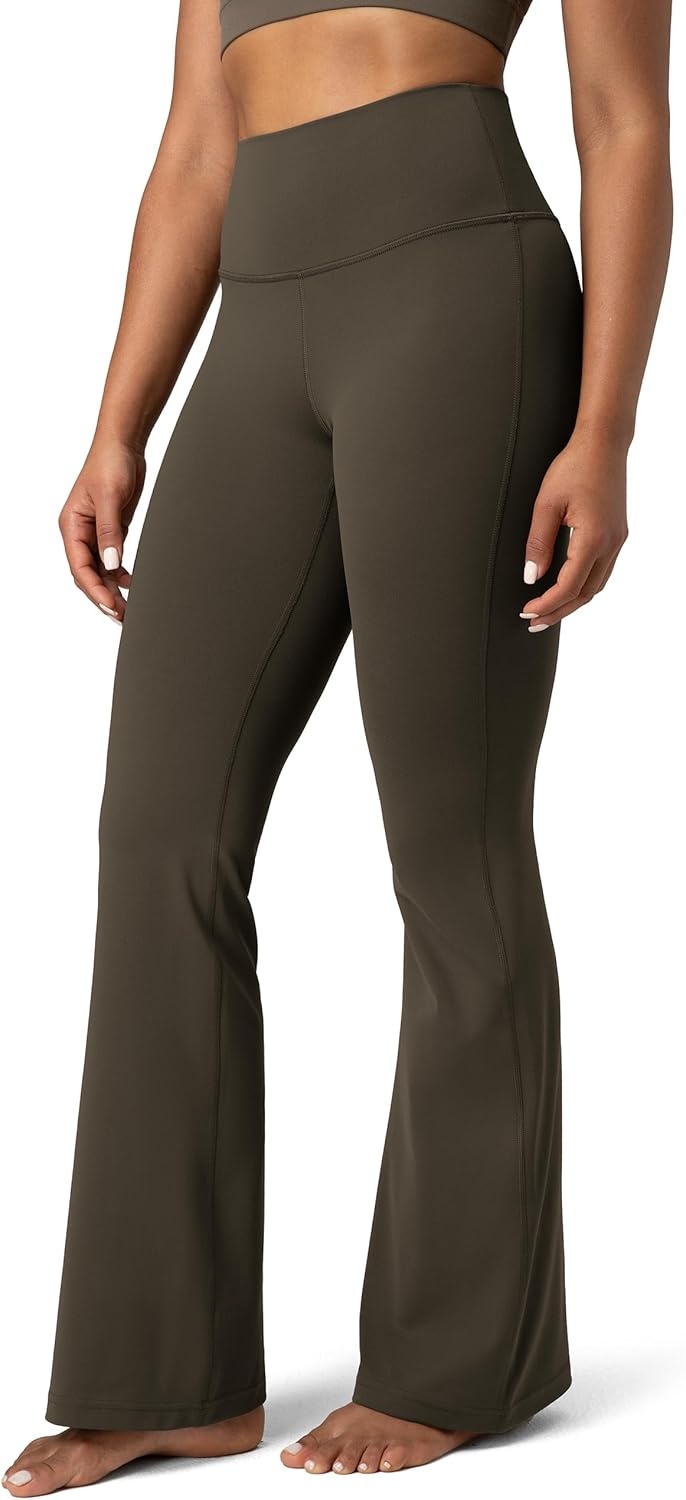 image:imageColorfulkoala Womens Dreamlux Workout Flared Leggings High Waisted Wide Leg Bootcut Yoga Pants 295 315 InseamMajor Brown