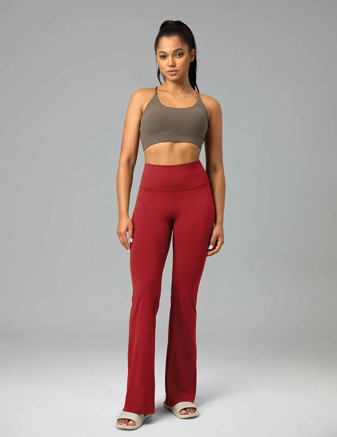 image:imageColorfulkoala Womens Dreamlux Workout Flared Leggings High Waisted Wide Leg Bootcut Yoga Pants 295 315 InseamMerlot