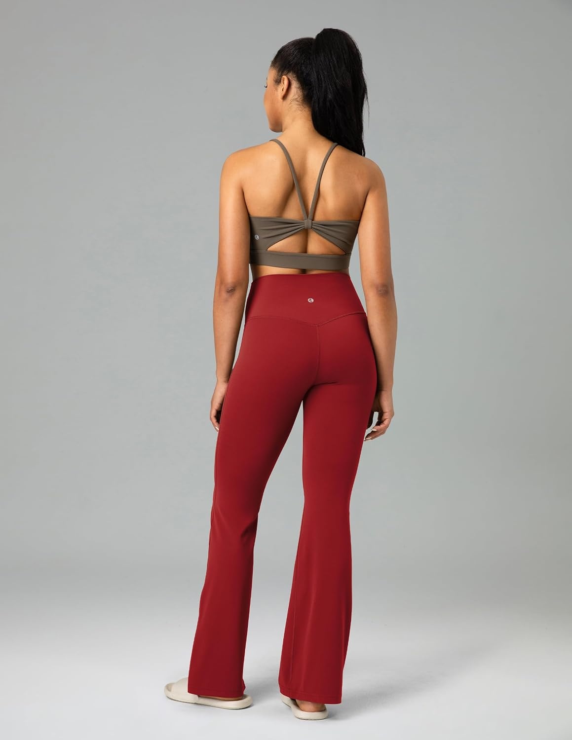 image:imageColorfulkoala Womens Dreamlux Workout Flared Leggings High Waisted Wide Leg Bootcut Yoga Pants 295 315 InseamMerlot