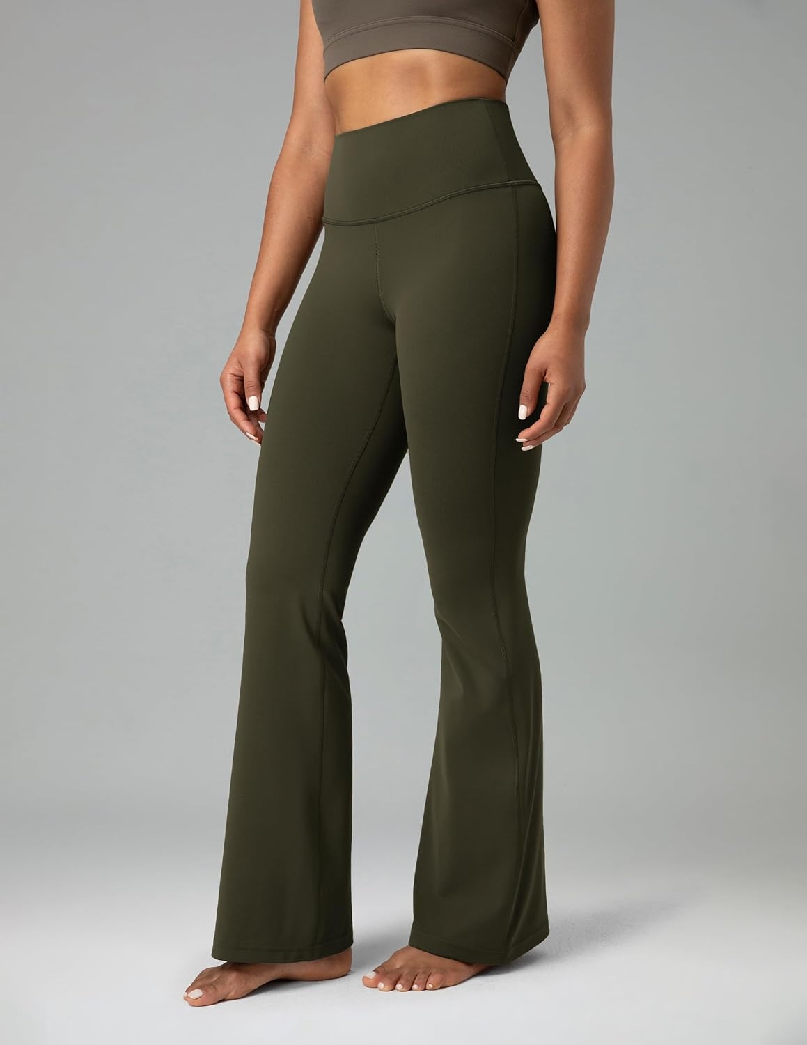 image:imageColorfulkoala Womens Dreamlux Workout Flared Leggings High Waisted Wide Leg Bootcut Yoga Pants 295 315 InseamOlive