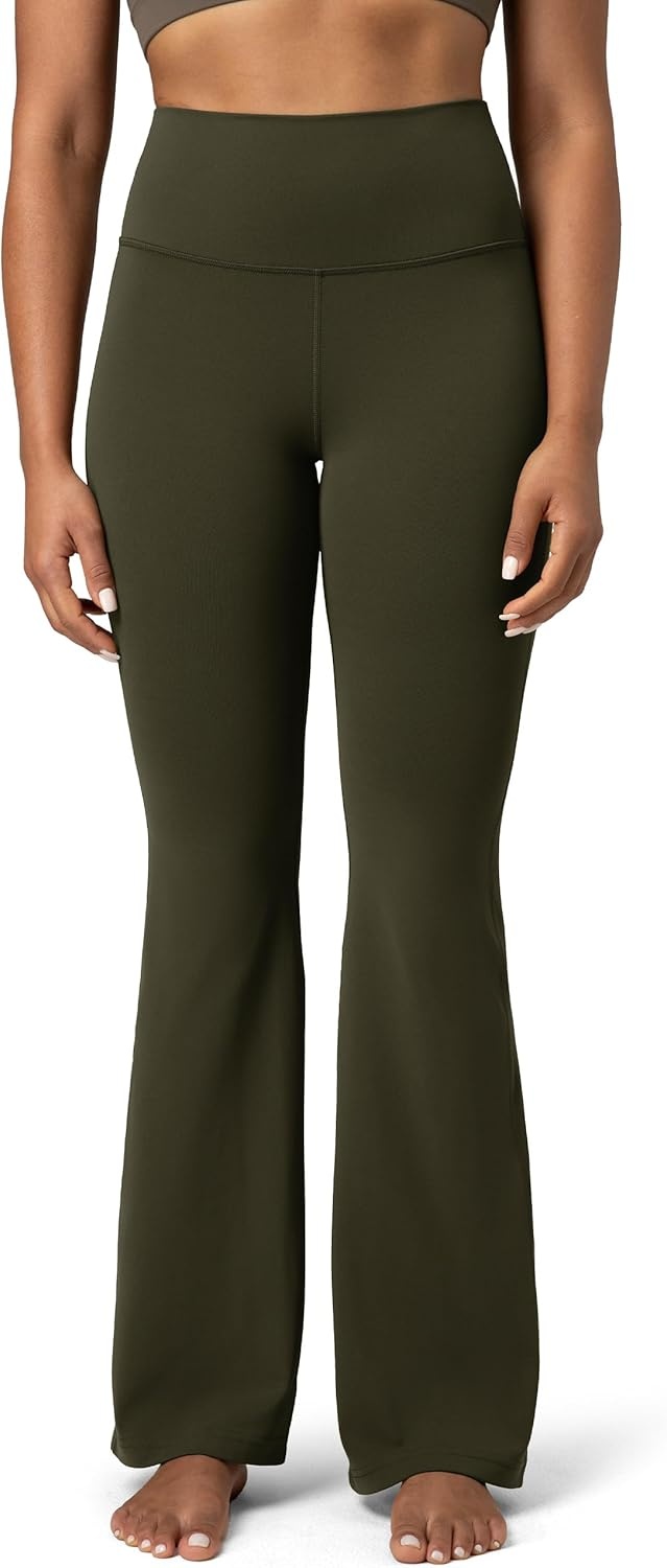 image:imageColorfulkoala Womens Dreamlux Workout Flared Leggings High Waisted Wide Leg Bootcut Yoga Pants 295 315 InseamOlive