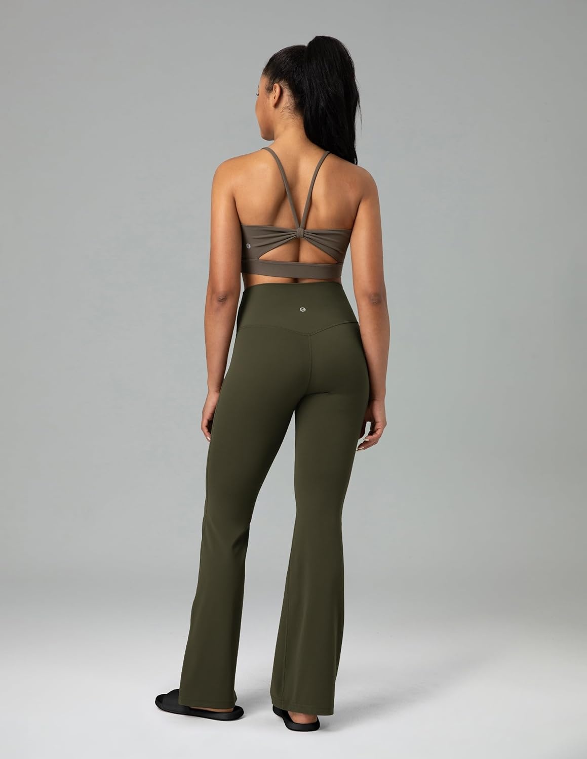 image:imageColorfulkoala Womens Dreamlux Workout Flared Leggings High Waisted Wide Leg Bootcut Yoga Pants 295 315 InseamOlive