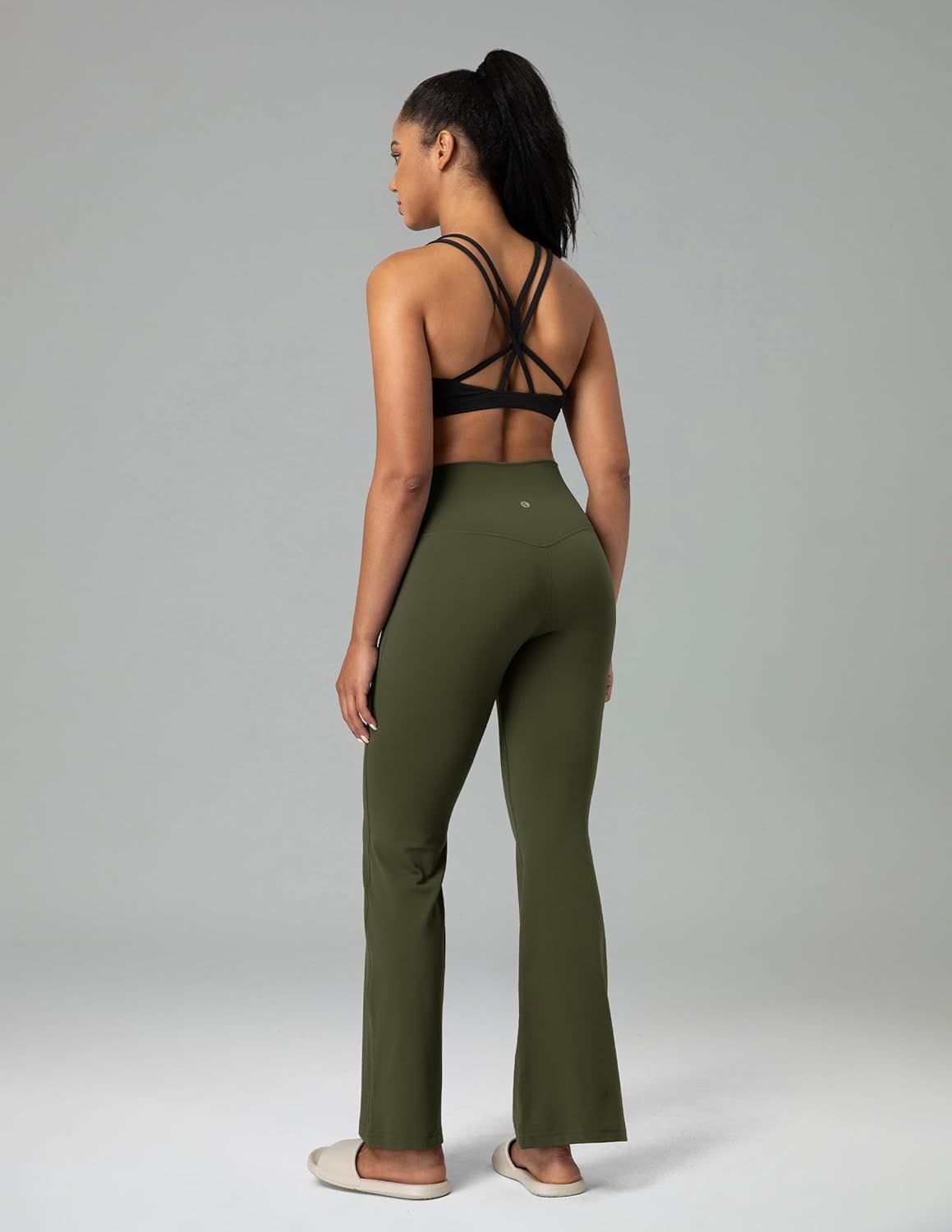 image:imageColorfulkoala Womens Dreamlux Workout Flared Leggings High Waisted Wide Leg Bootcut Yoga Pants 295 315 InseamOlive