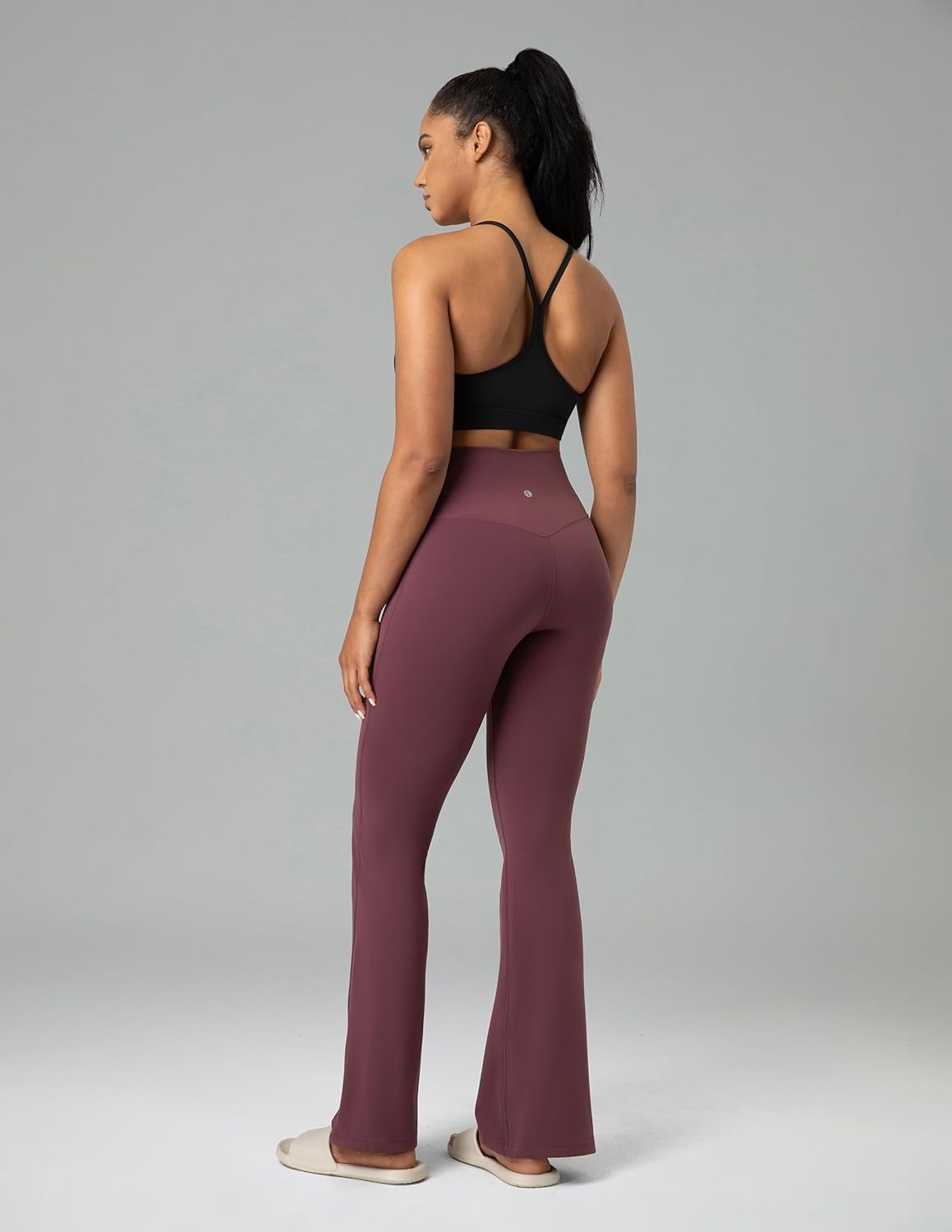 image:imageColorfulkoala Womens Dreamlux Workout Flared Leggings High Waisted Wide Leg Bootcut Yoga Pants 295 315 InseamPlum Red