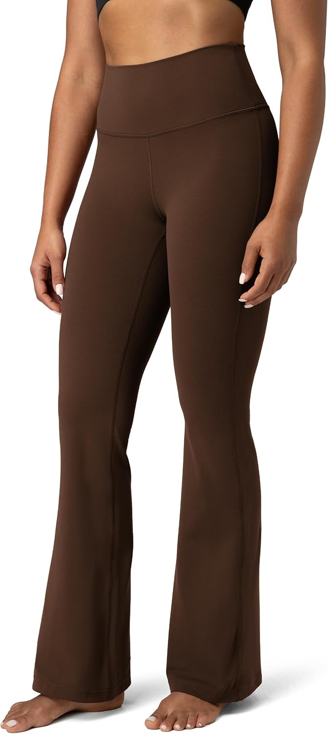 image:imageColorfulkoala Womens Dreamlux Workout Flared Leggings High Waisted Wide Leg Bootcut Yoga Pants 295 315 InseamRoasted Chestnut
