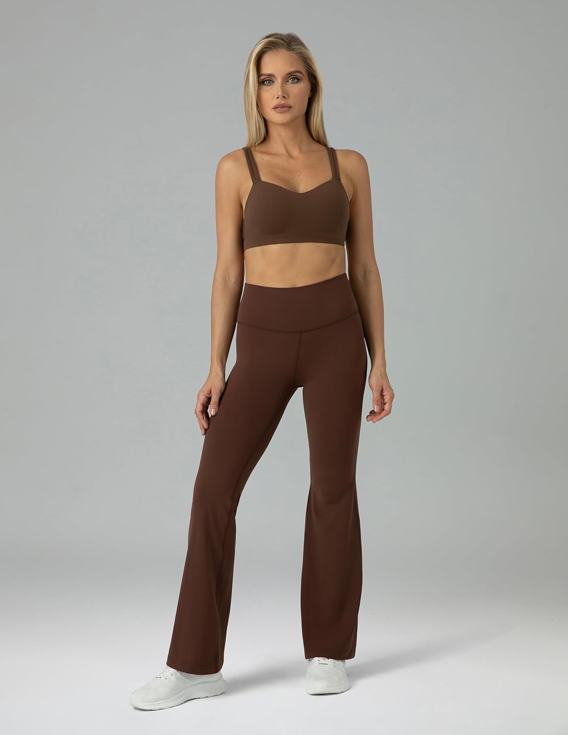 image:imageColorfulkoala Womens Dreamlux Workout Flared Leggings High Waisted Wide Leg Bootcut Yoga Pants 295 315 InseamRoasted Chestnut