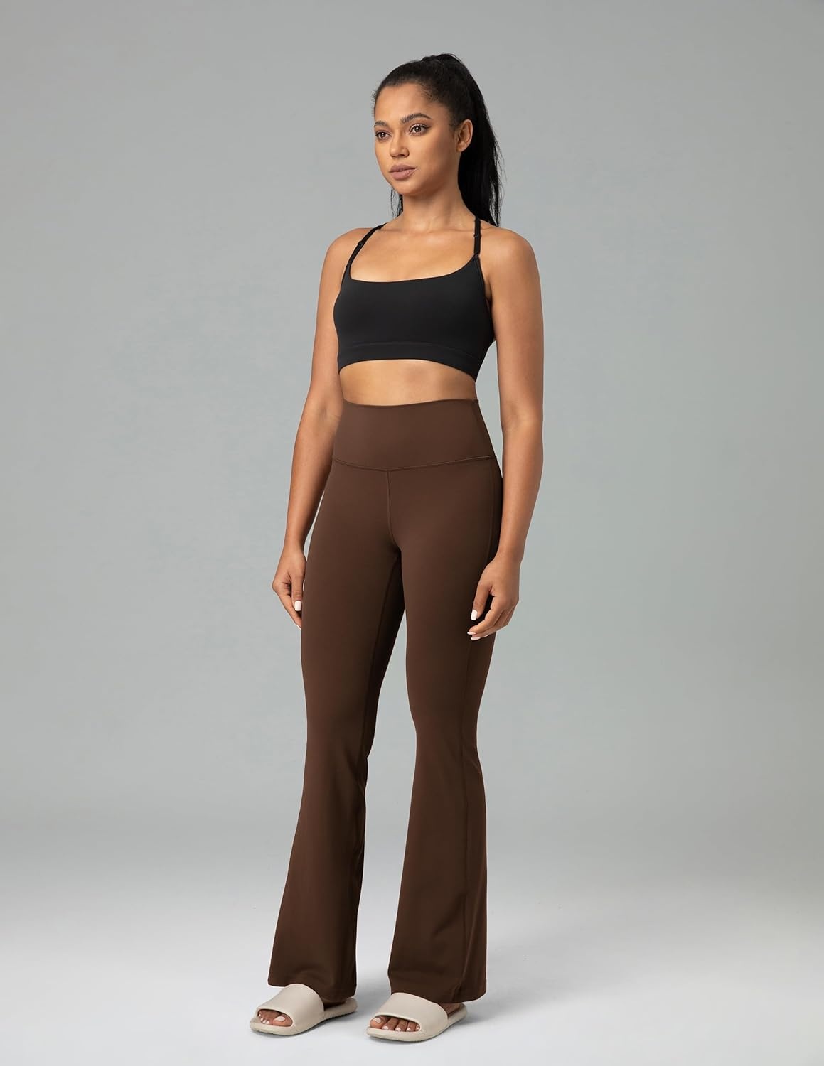 image:imageColorfulkoala Womens Dreamlux Workout Flared Leggings High Waisted Wide Leg Bootcut Yoga Pants 295 315 InseamRoasted Chestnut
