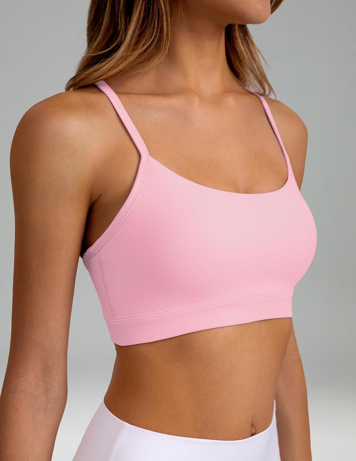 image:imageColorfulkoala Womens Dreamlux Y Back Sports Bra Low Impact Padded Workout Top with Built in Bra AC CupsAlmond Blossom
