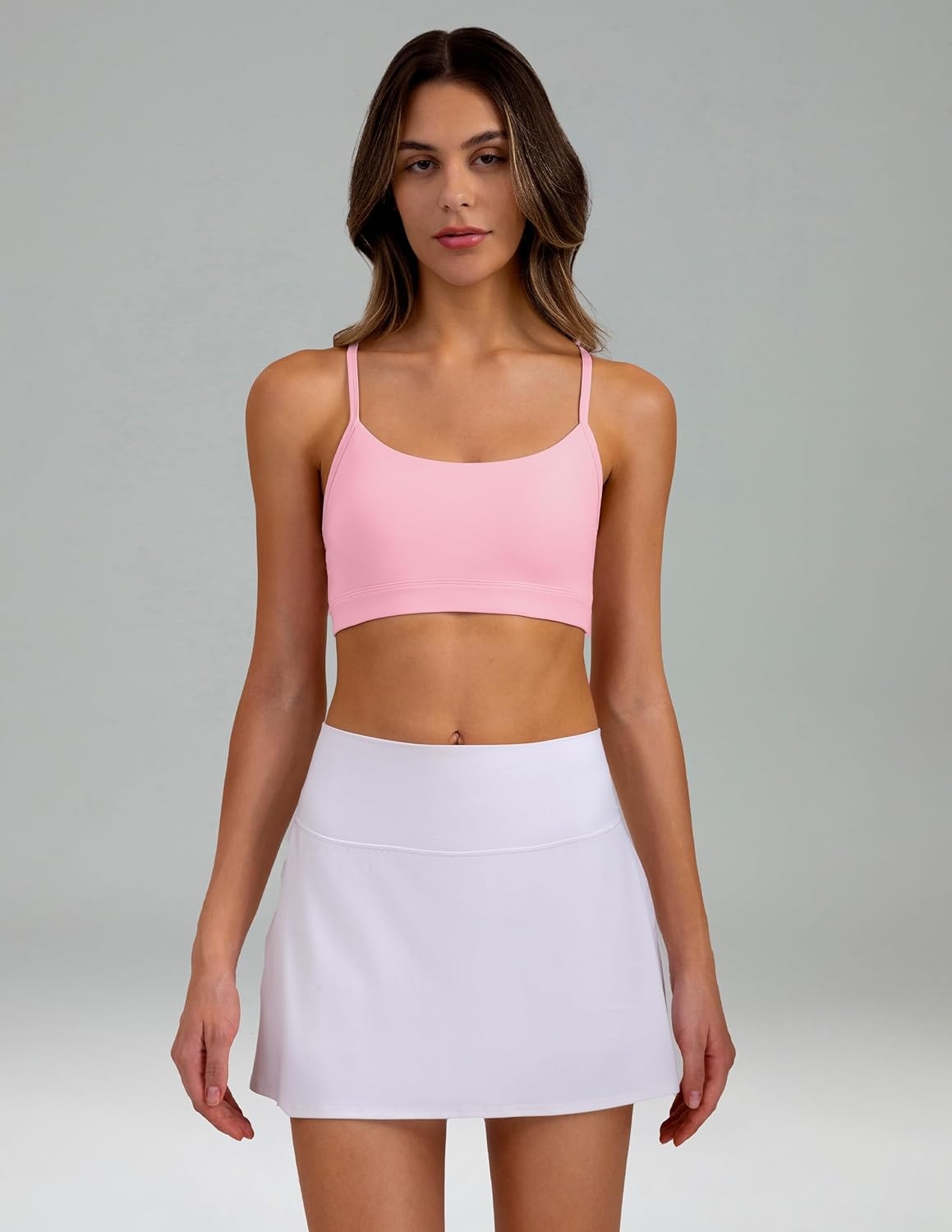 image:imageColorfulkoala Womens Dreamlux Y Back Sports Bra Low Impact Padded Workout Top with Built in Bra AC CupsAlmond Blossom