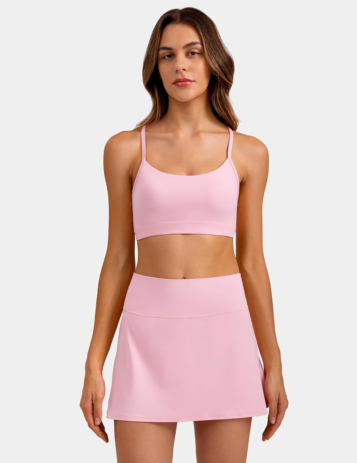 image:imageColorfulkoala Womens Dreamlux Y Back Sports Bra Low Impact Padded Workout Top with Built in Bra AC CupsBarely Pink