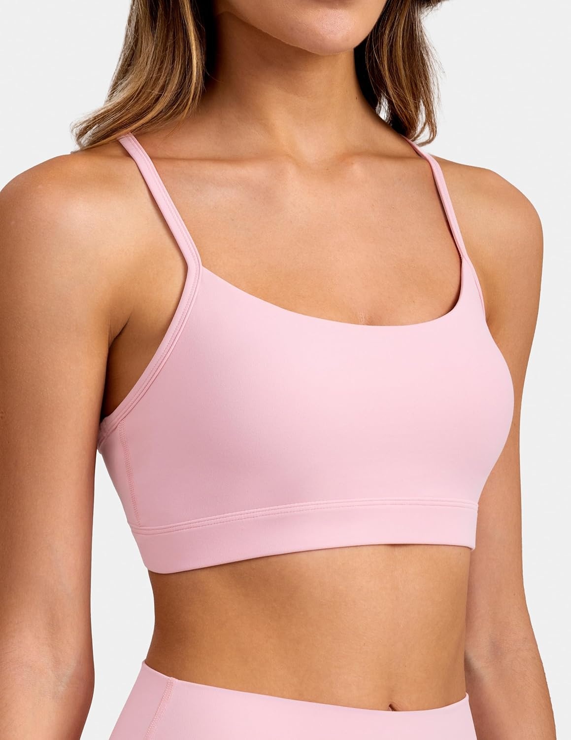 image:imageColorfulkoala Womens Dreamlux Y Back Sports Bra Low Impact Padded Workout Top with Built in Bra AC CupsBarely Pink