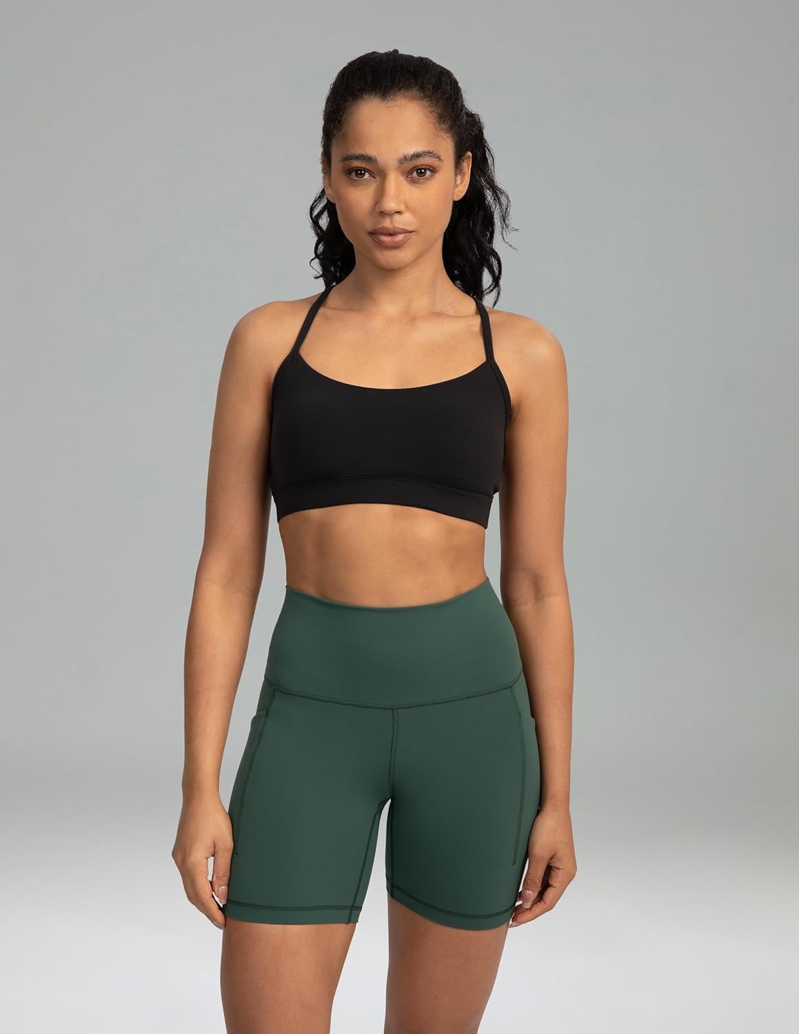 image:imageColorfulkoala Womens Dreamlux Y Back Sports Bra Low Impact Padded Workout Top with Built in Bra AC CupsBlack