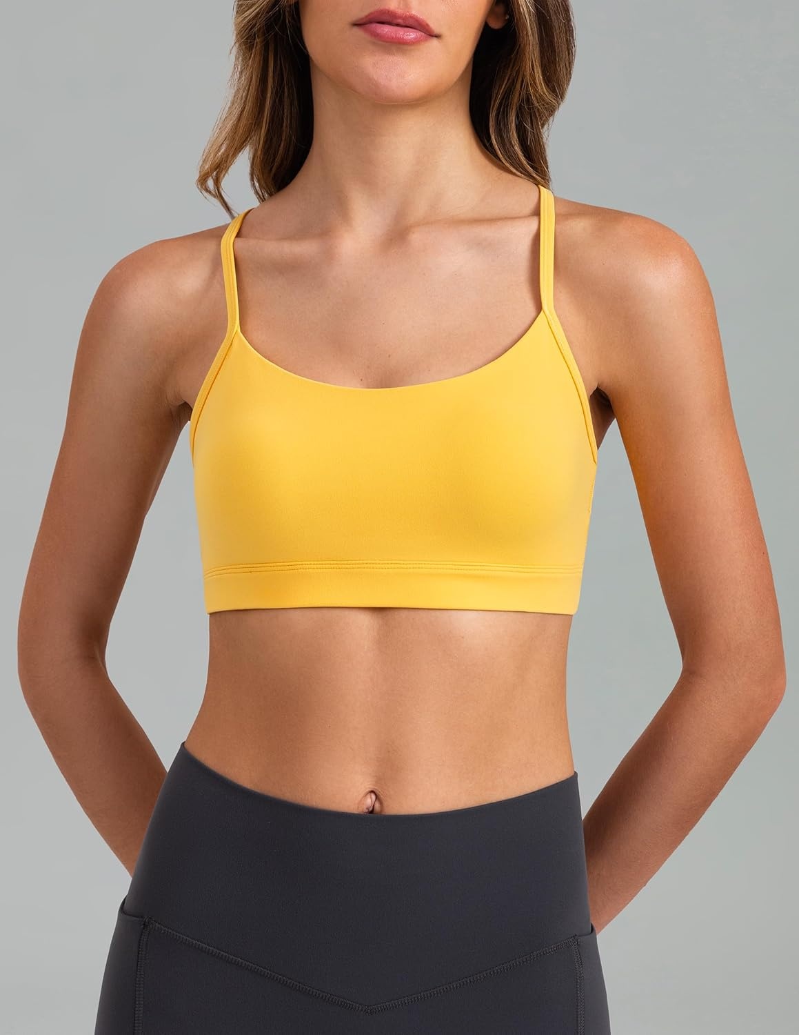 image:imageColorfulkoala Womens Dreamlux Y Back Sports Bra Low Impact Padded Workout Top with Built in Bra AC CupsBlazing Yellow