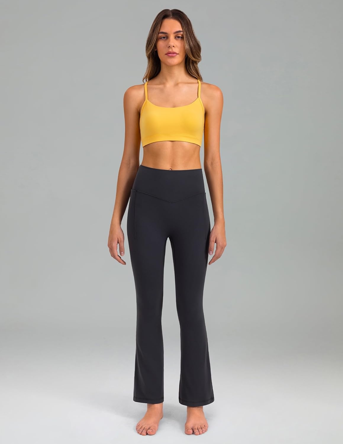 image:imageColorfulkoala Womens Dreamlux Y Back Sports Bra Low Impact Padded Workout Top with Built in Bra AC CupsBlazing Yellow