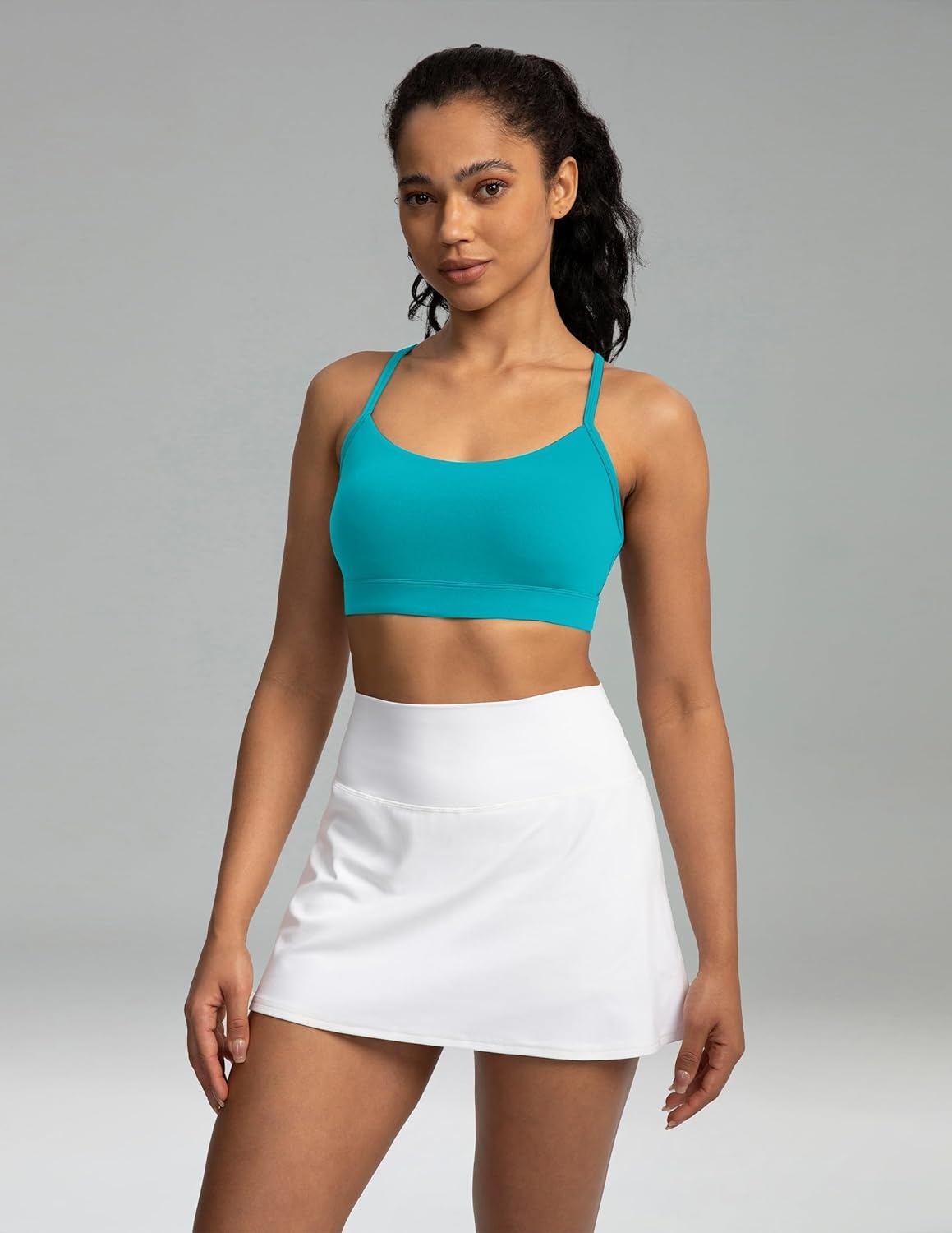 image:imageColorfulkoala Womens Dreamlux Y Back Sports Bra Low Impact Padded Workout Top with Built in Bra AC CupsCeramic Green