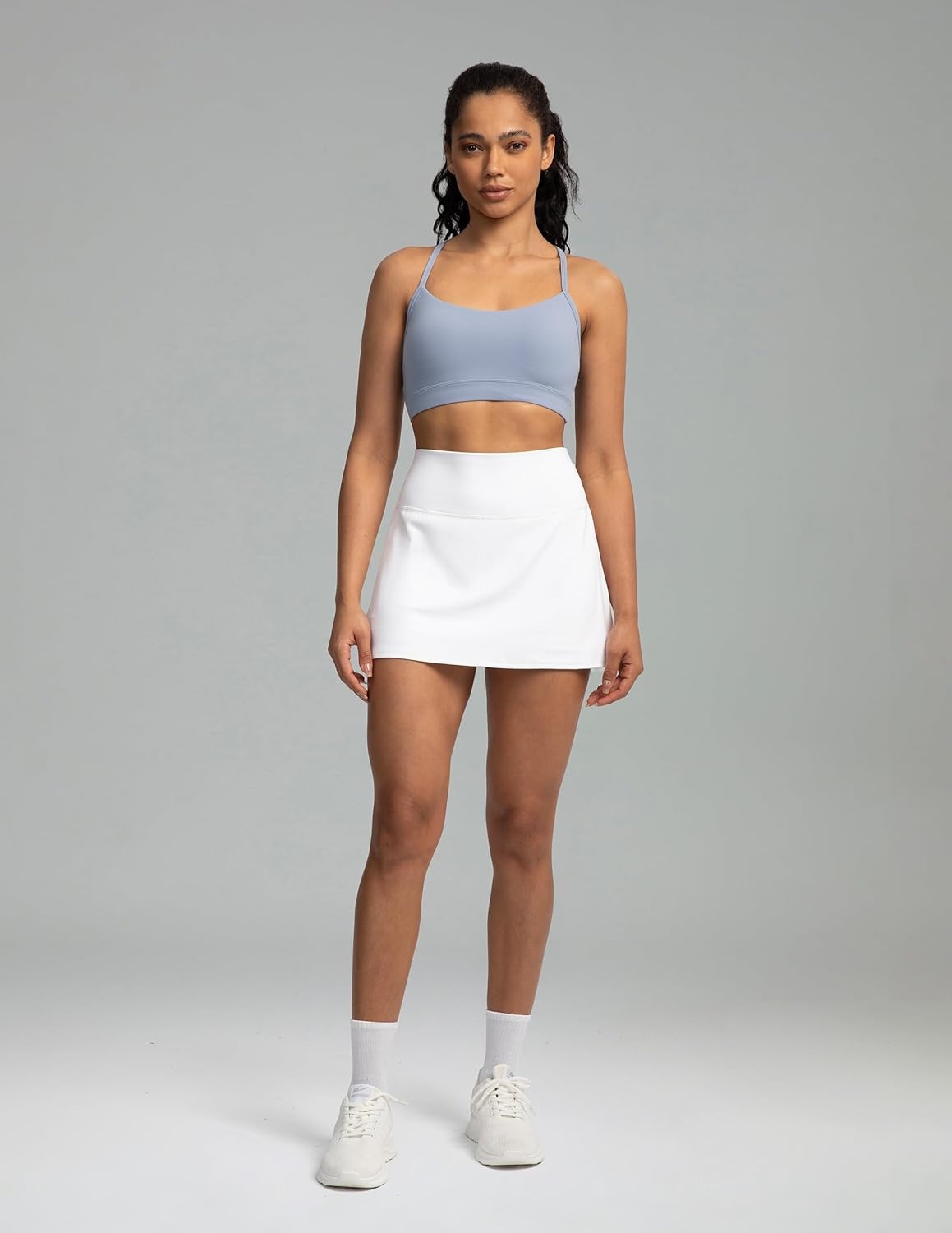 image:imageColorfulkoala Womens Dreamlux Y Back Sports Bra Low Impact Padded Workout Top with Built in Bra AC CupsChambray