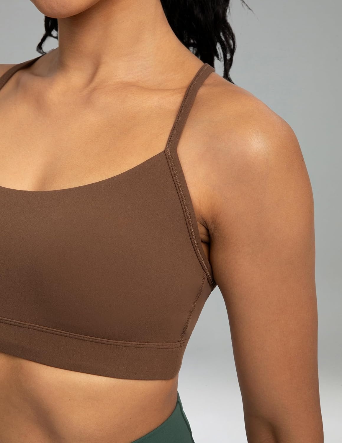 image:imageColorfulkoala Womens Dreamlux Y Back Sports Bra Low Impact Padded Workout Top with Built in Bra AC CupsCocoa