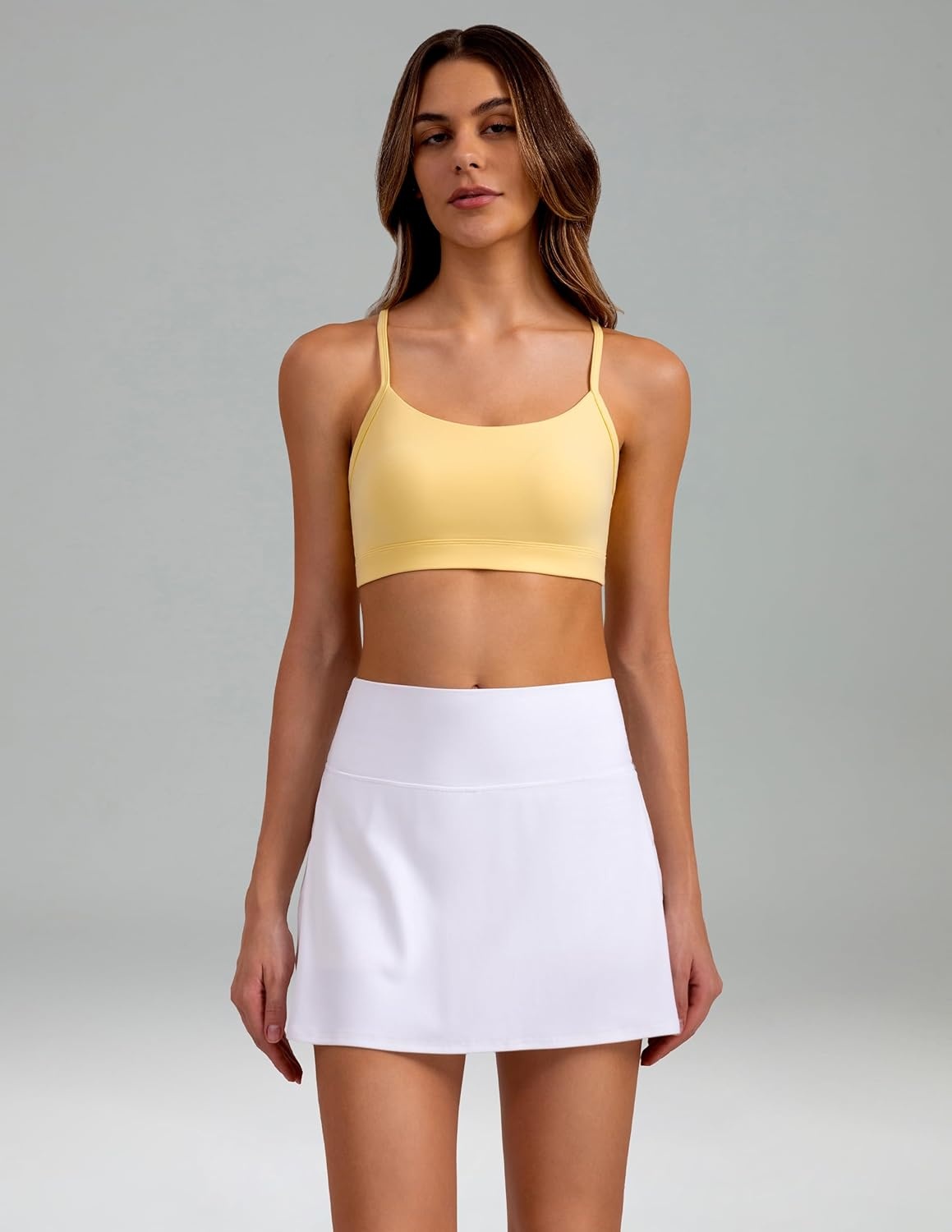 image:imageColorfulkoala Womens Dreamlux Y Back Sports Bra Low Impact Padded Workout Top with Built in Bra AC CupsCream Yellow