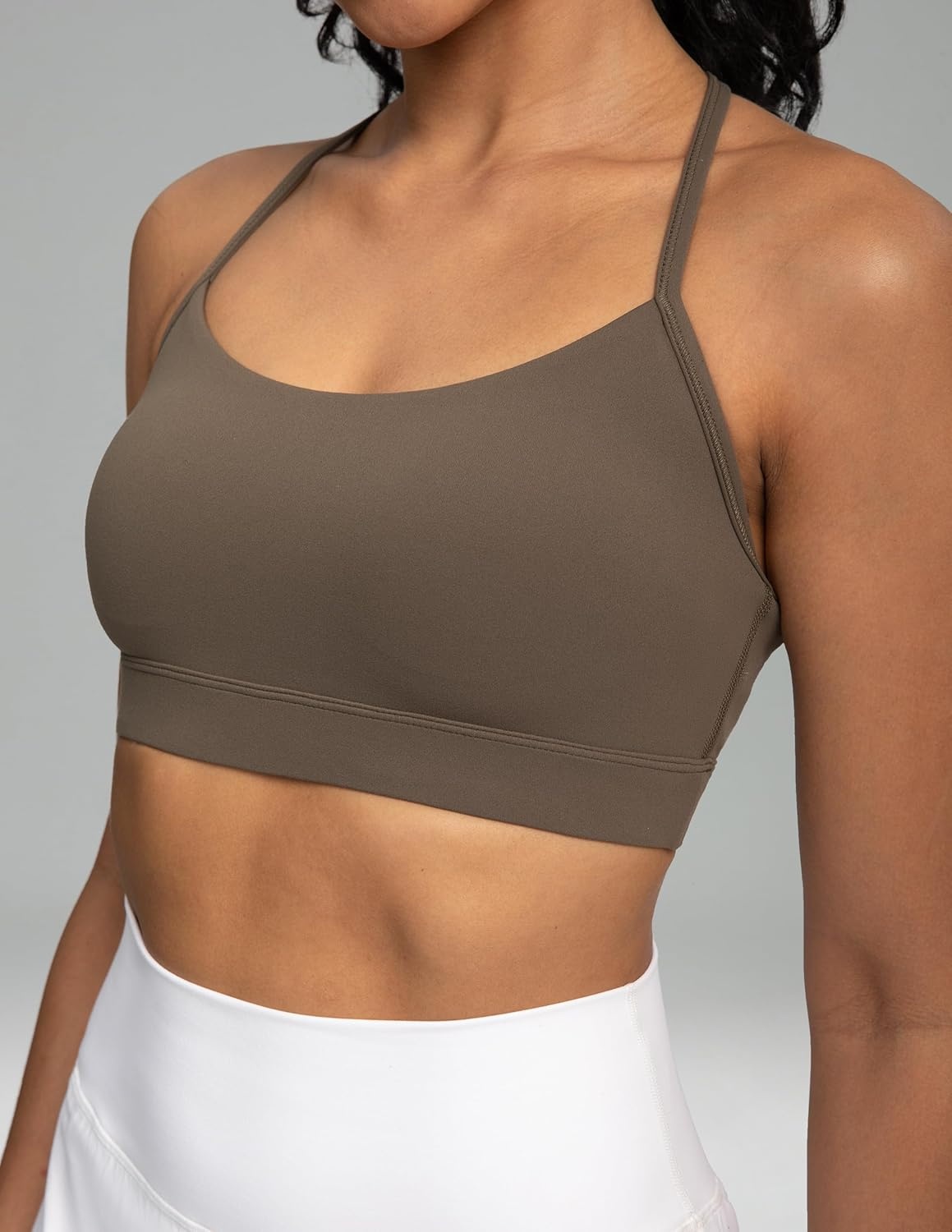 image:imageColorfulkoala Womens Dreamlux Y Back Sports Bra Low Impact Padded Workout Top with Built in Bra AC CupsOlive