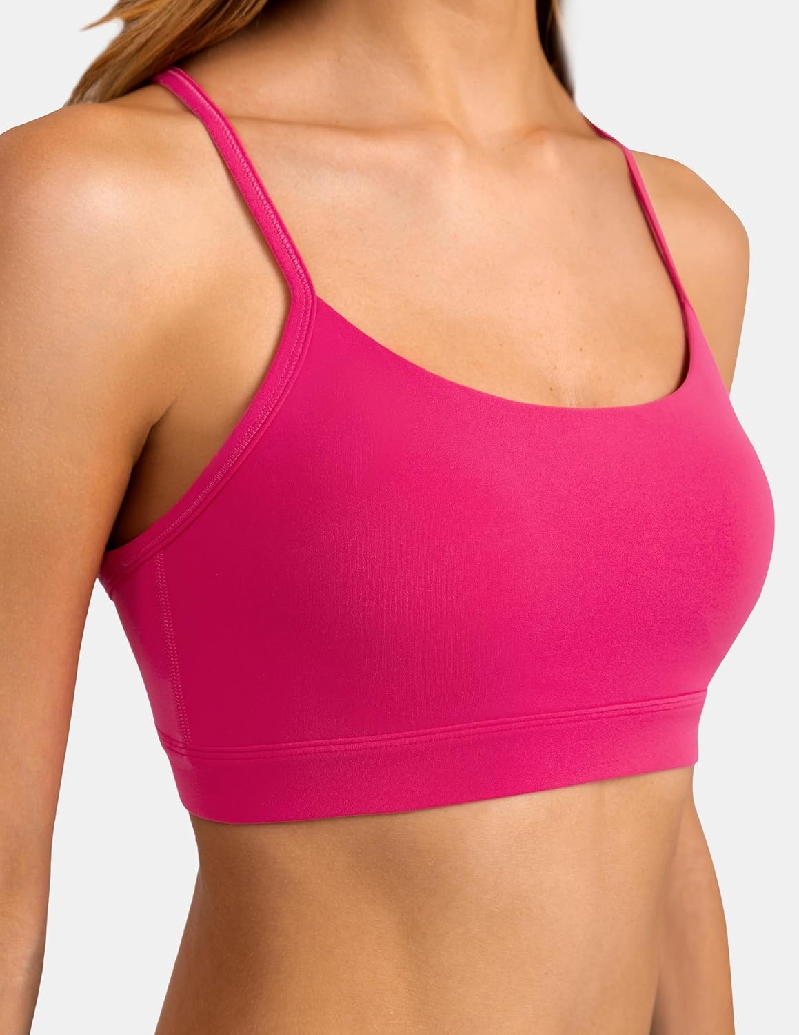 image:imageColorfulkoala Womens Dreamlux Y Back Sports Bra Low Impact Padded Workout Top with Built in Bra AC CupsRaspberry
