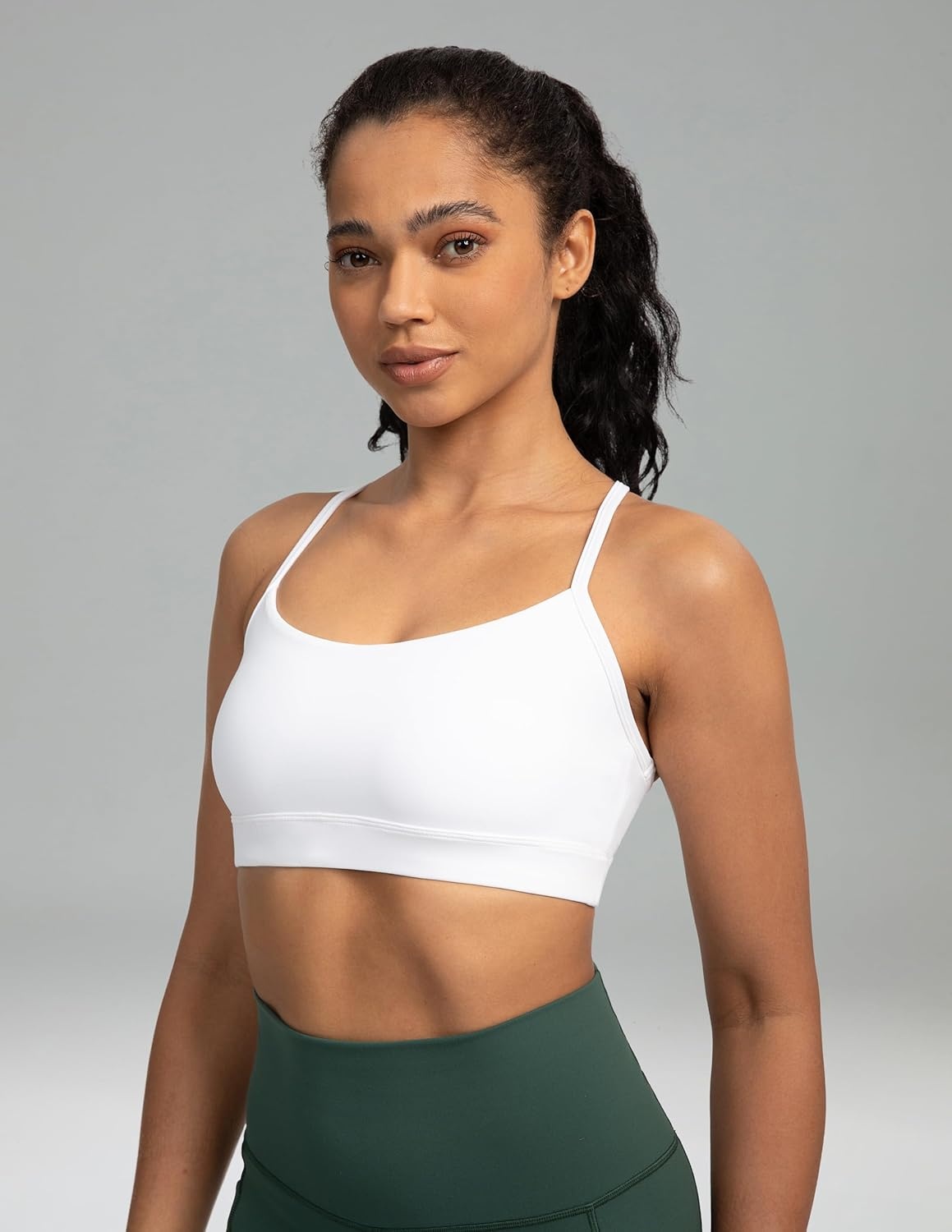 image:imageColorfulkoala Womens Dreamlux Y Back Sports Bra Low Impact Padded Workout Top with Built in Bra AC CupsWhite